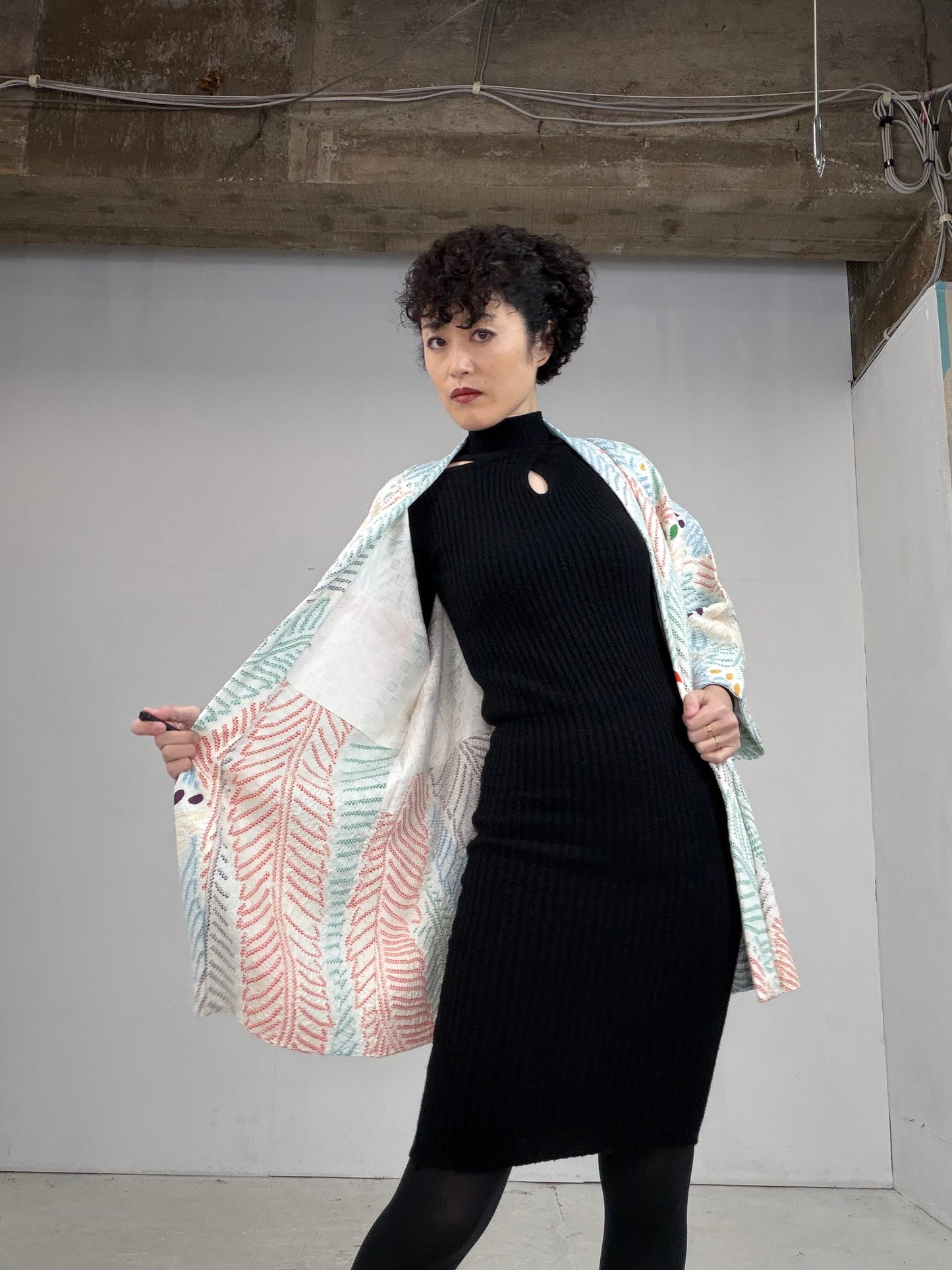 VINTAGE SHIBORI HAORI "kujyaku, SIB105"