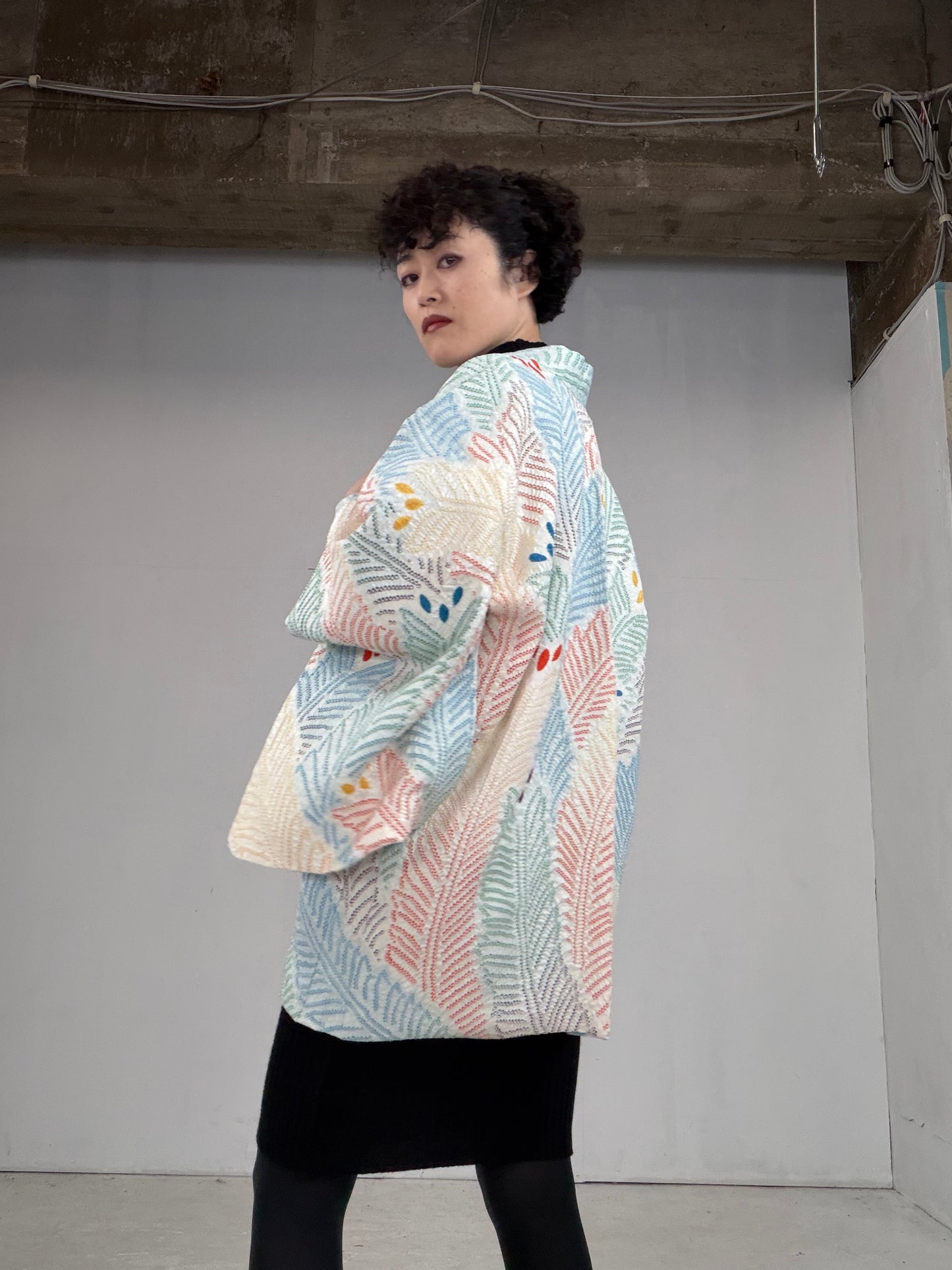 VINTAGE SHIBORI HAORI "kujyaku, SIB105"