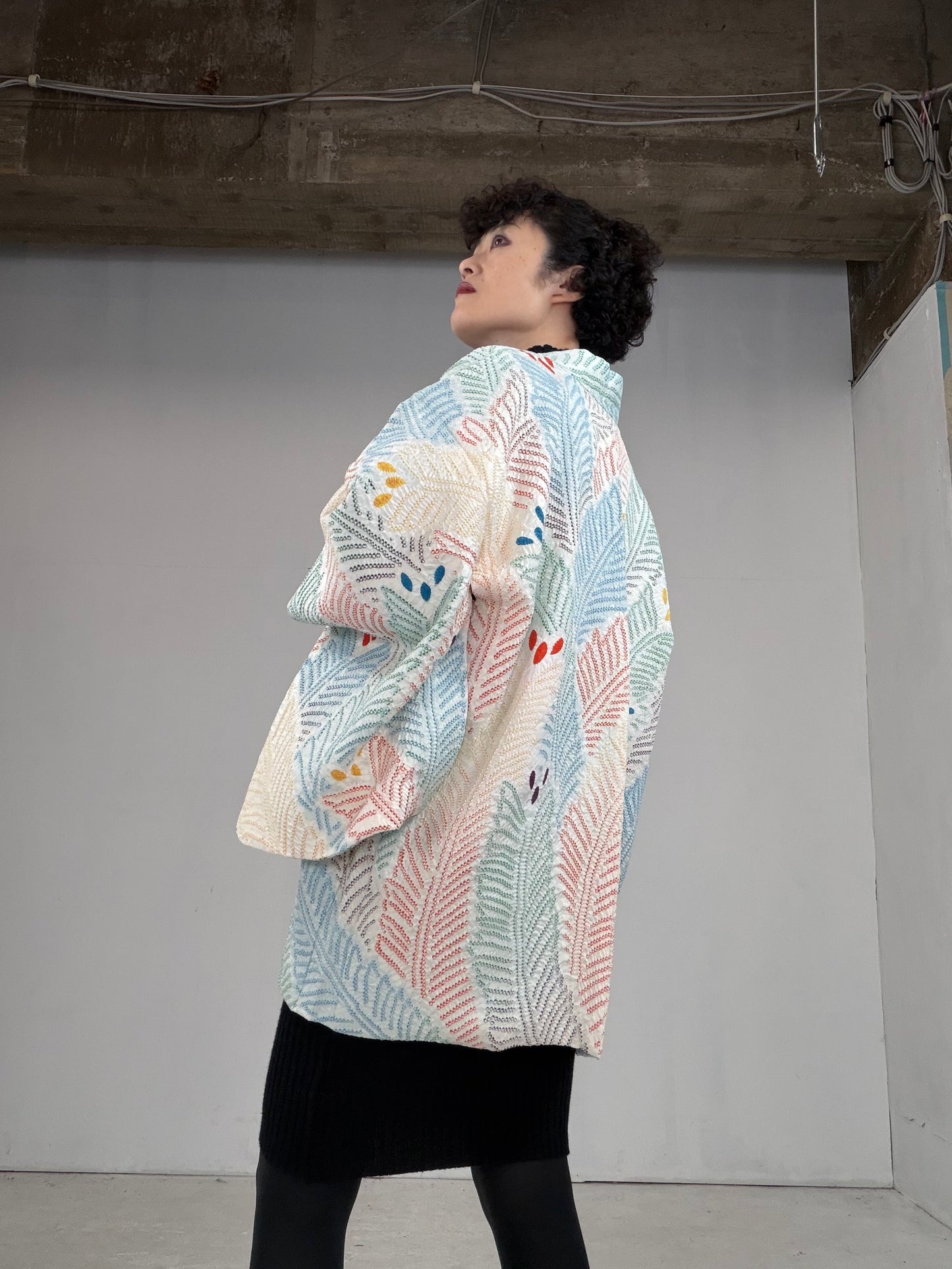 VINTAGE SHIBORI HAORI "kujyaku, SIB105"