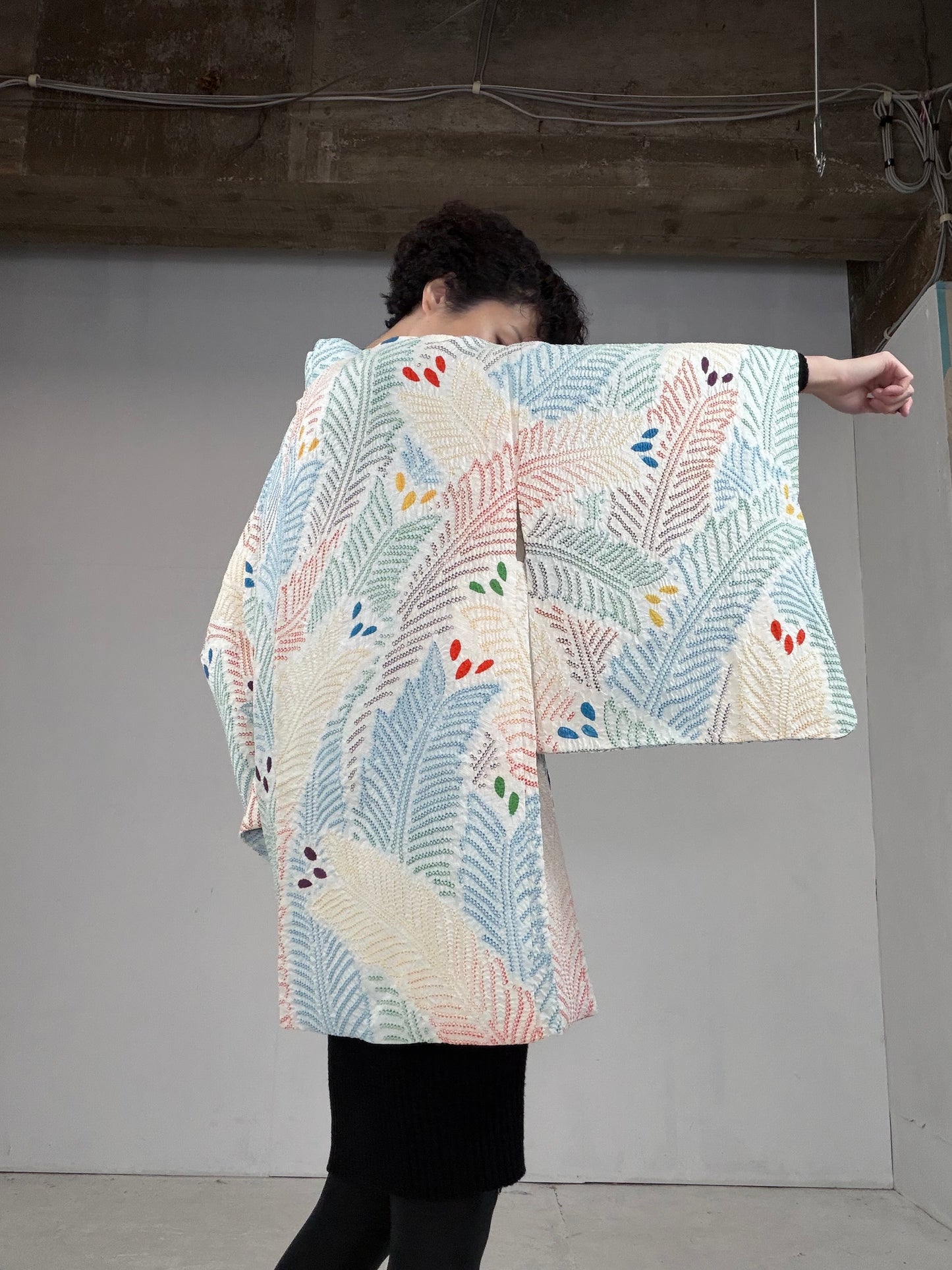 VINTAGE SHIBORI HAORI "kujyaku, SIB105"