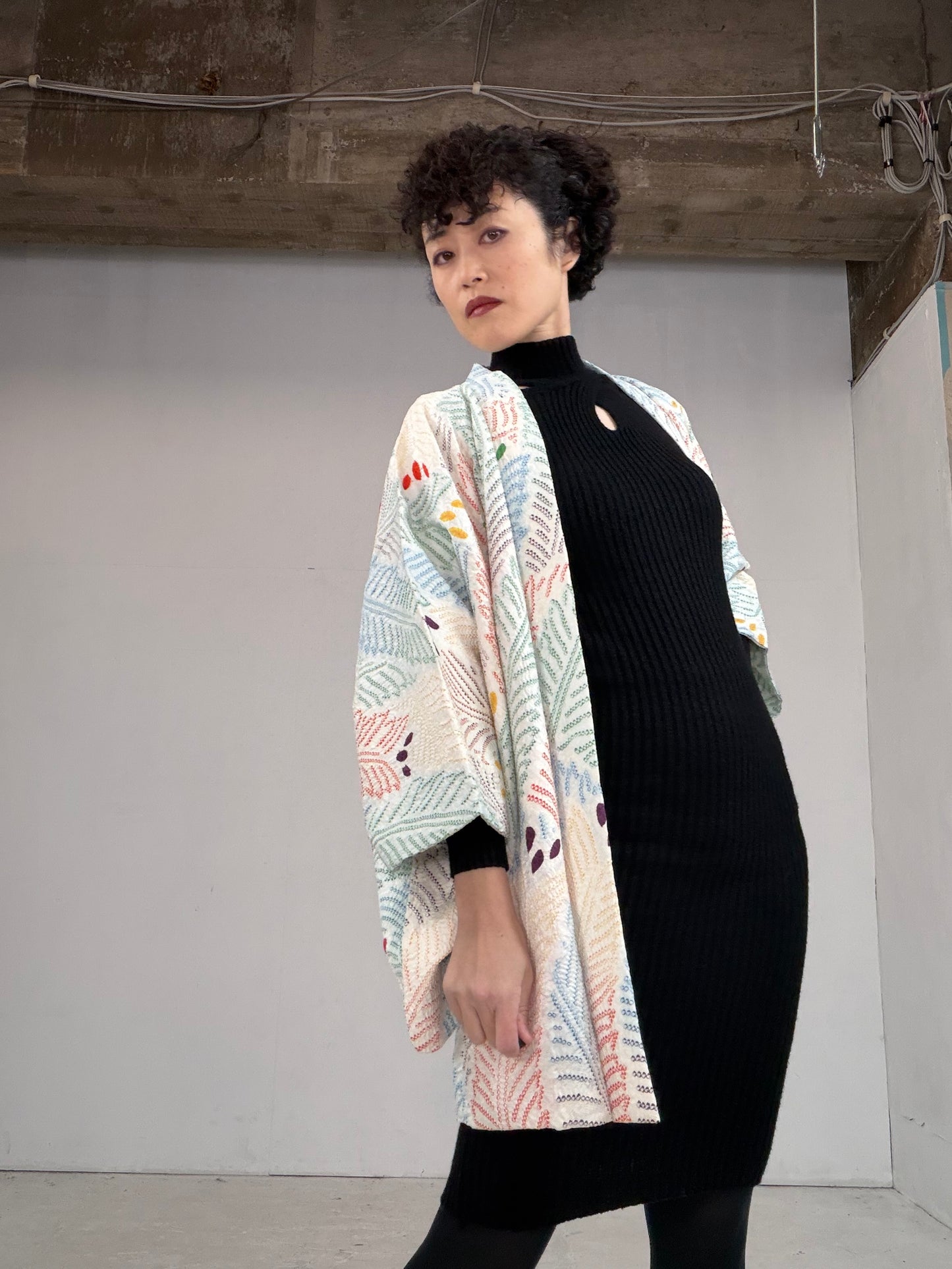 VINTAGE SHIBORI HAORI "kujyaku, SIB105"