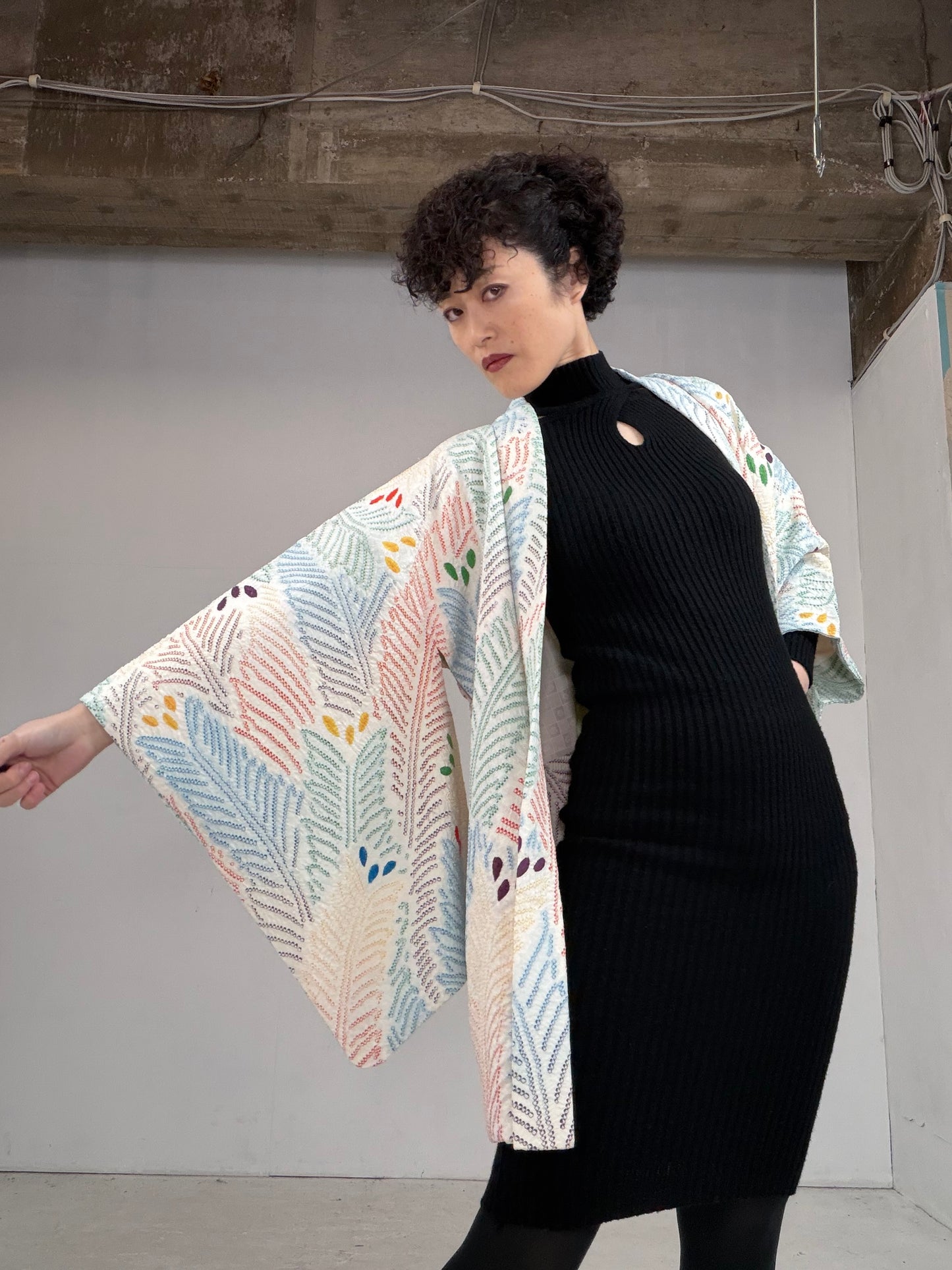 VINTAGE SHIBORI HAORI "kujyaku, SIB105"