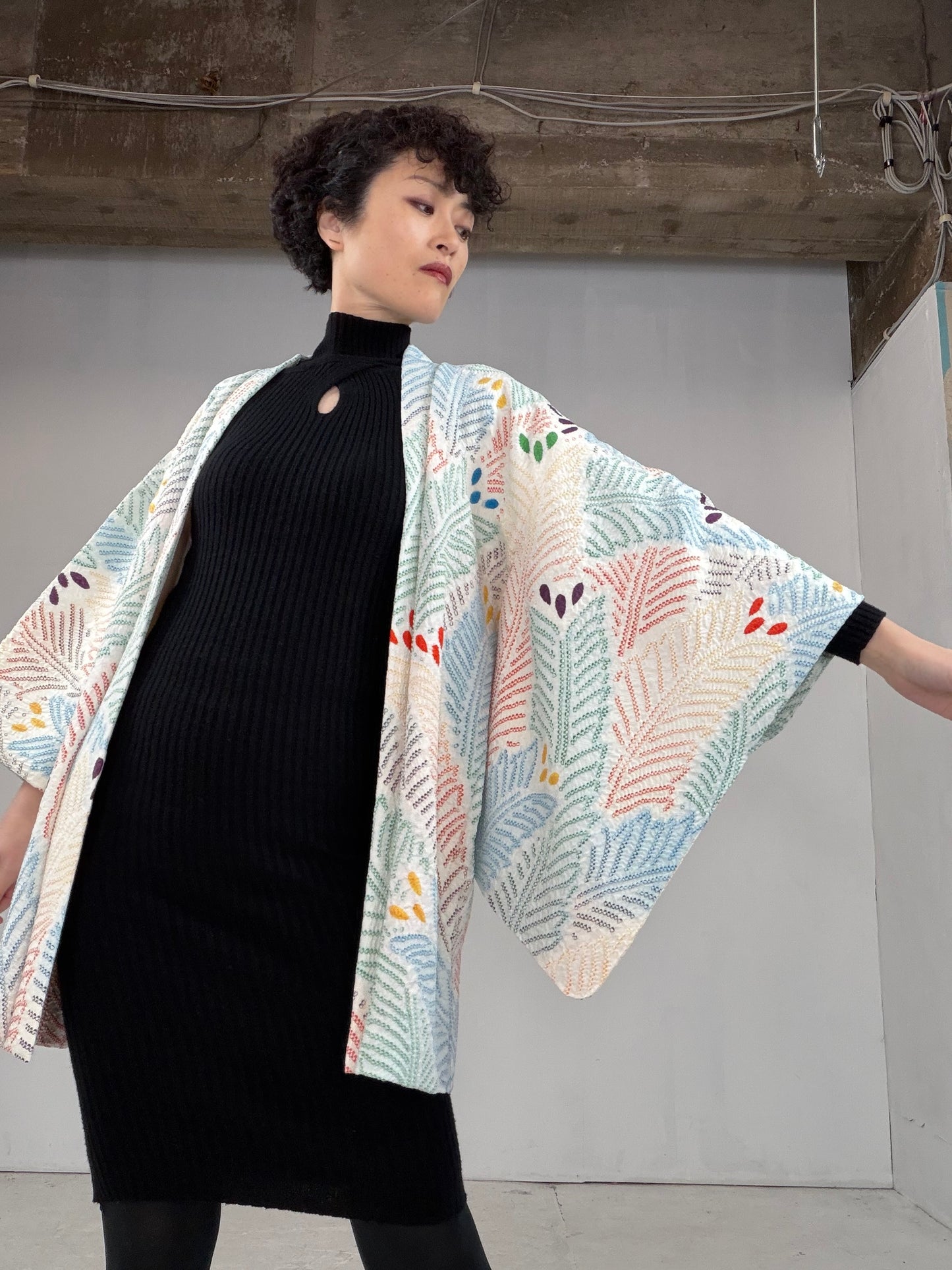 VINTAGE SHIBORI HAORI "kujyaku, SIB105"