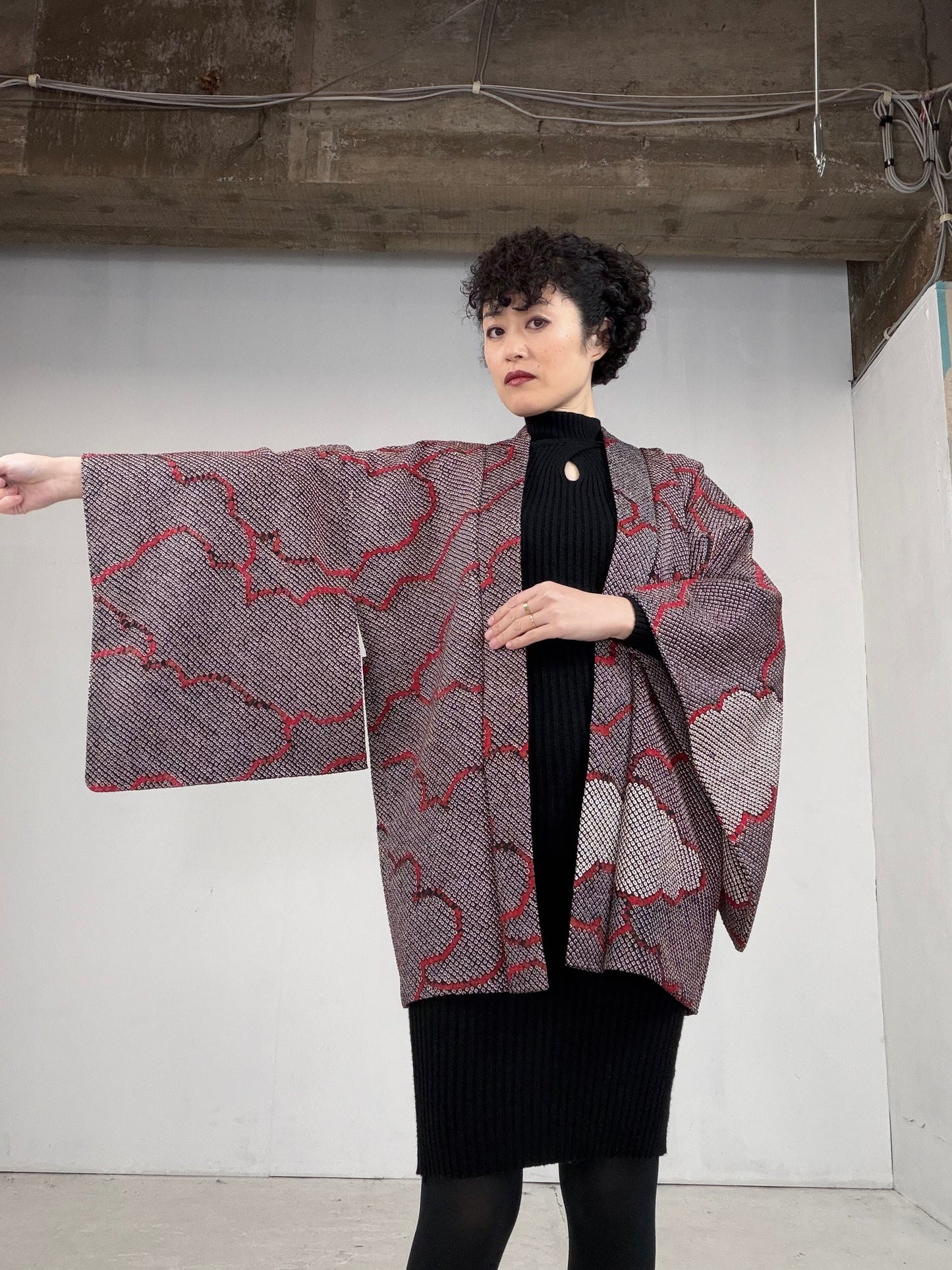 VINTAGE SHIBORI HAORI "kumo, SIB106"