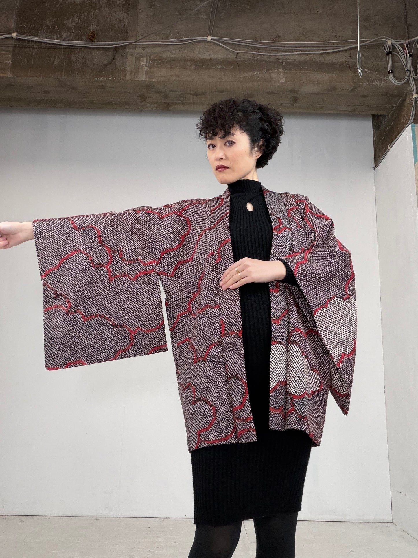 VINTAGE SHIBORI HAORI "kumo, SIB106"