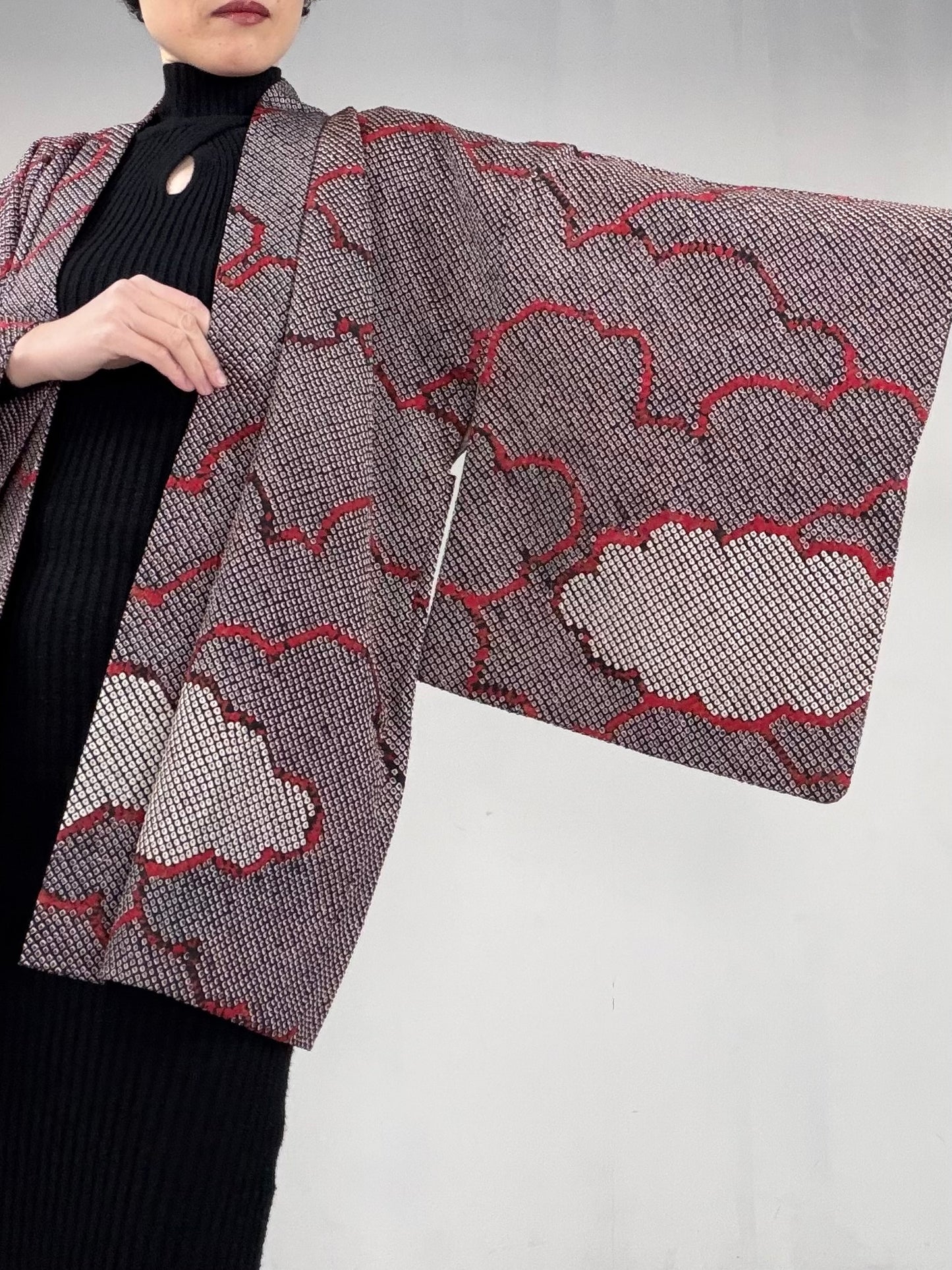 VINTAGE SHIBORI HAORI "kumo, SIB106"