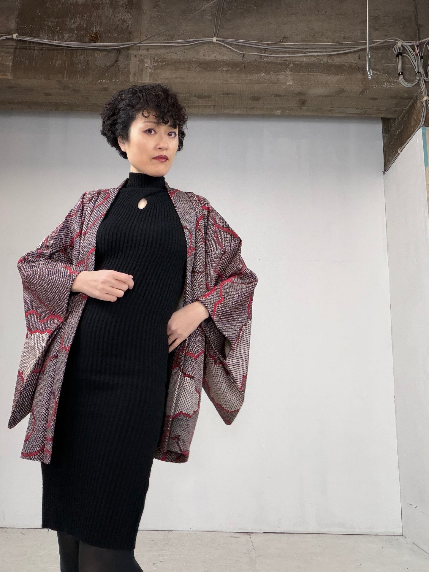 VINTAGE SHIBORI HAORI "kumo, SIB106"