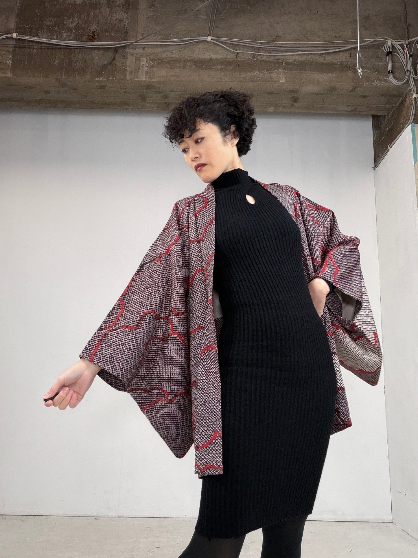 VINTAGE SHIBORI HAORI "kumo, SIB106"