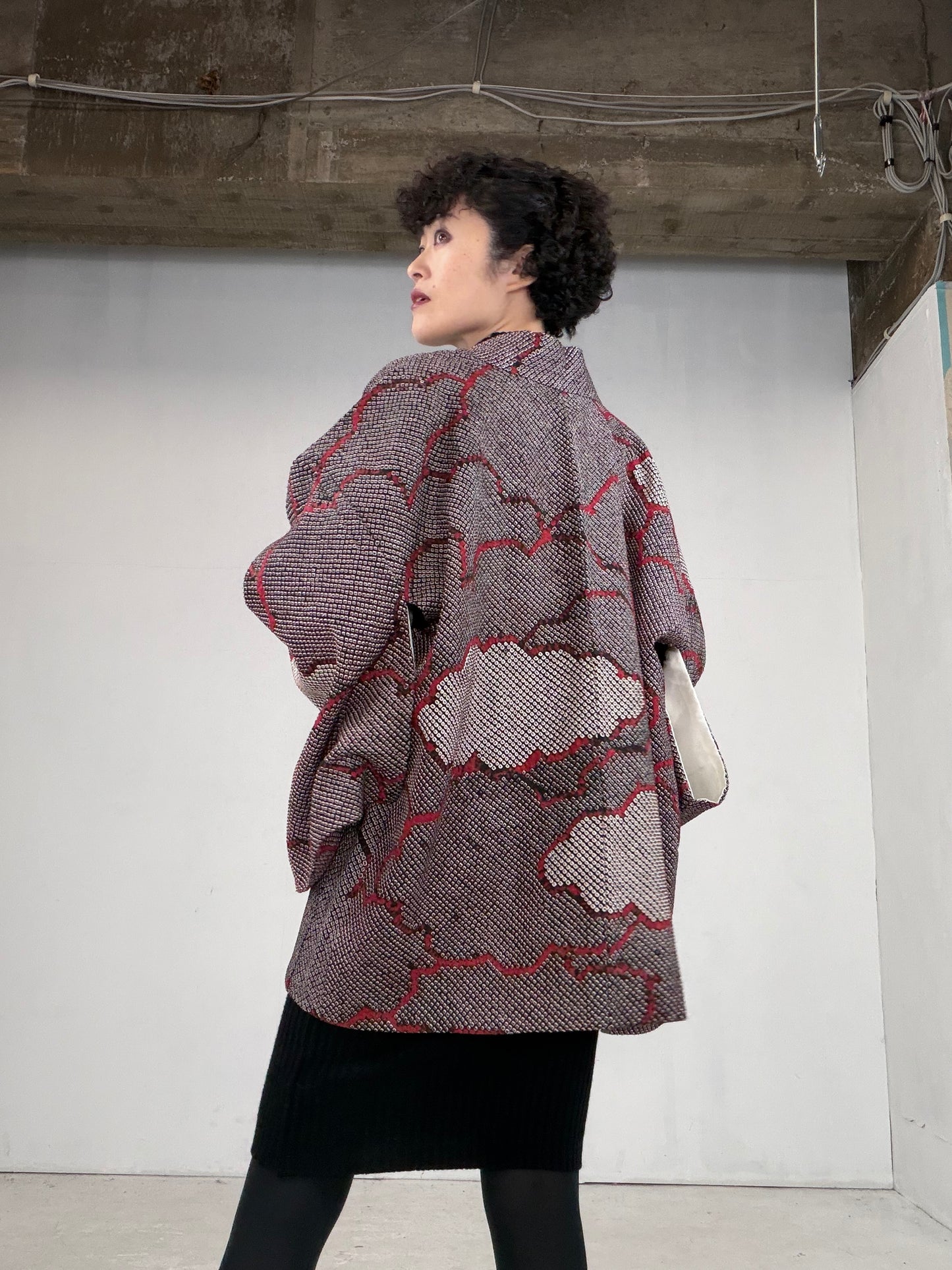 VINTAGE SHIBORI HAORI "kumo, SIB106"