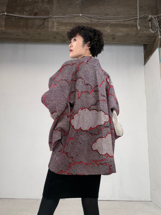 VINTAGE SHIBORI HAORI "kumo, SIB106"