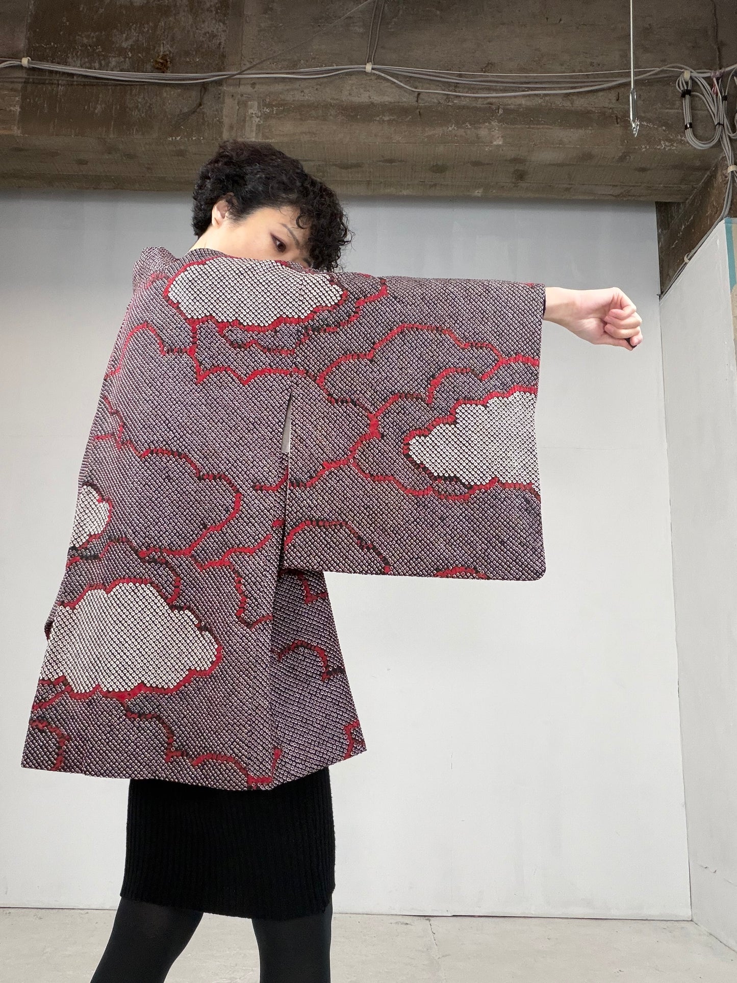 VINTAGE SHIBORI HAORI "kumo, SIB106"