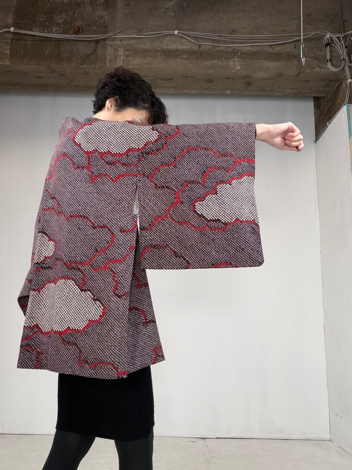 VINTAGE SHIBORI HAORI "kumo, SIB106"
