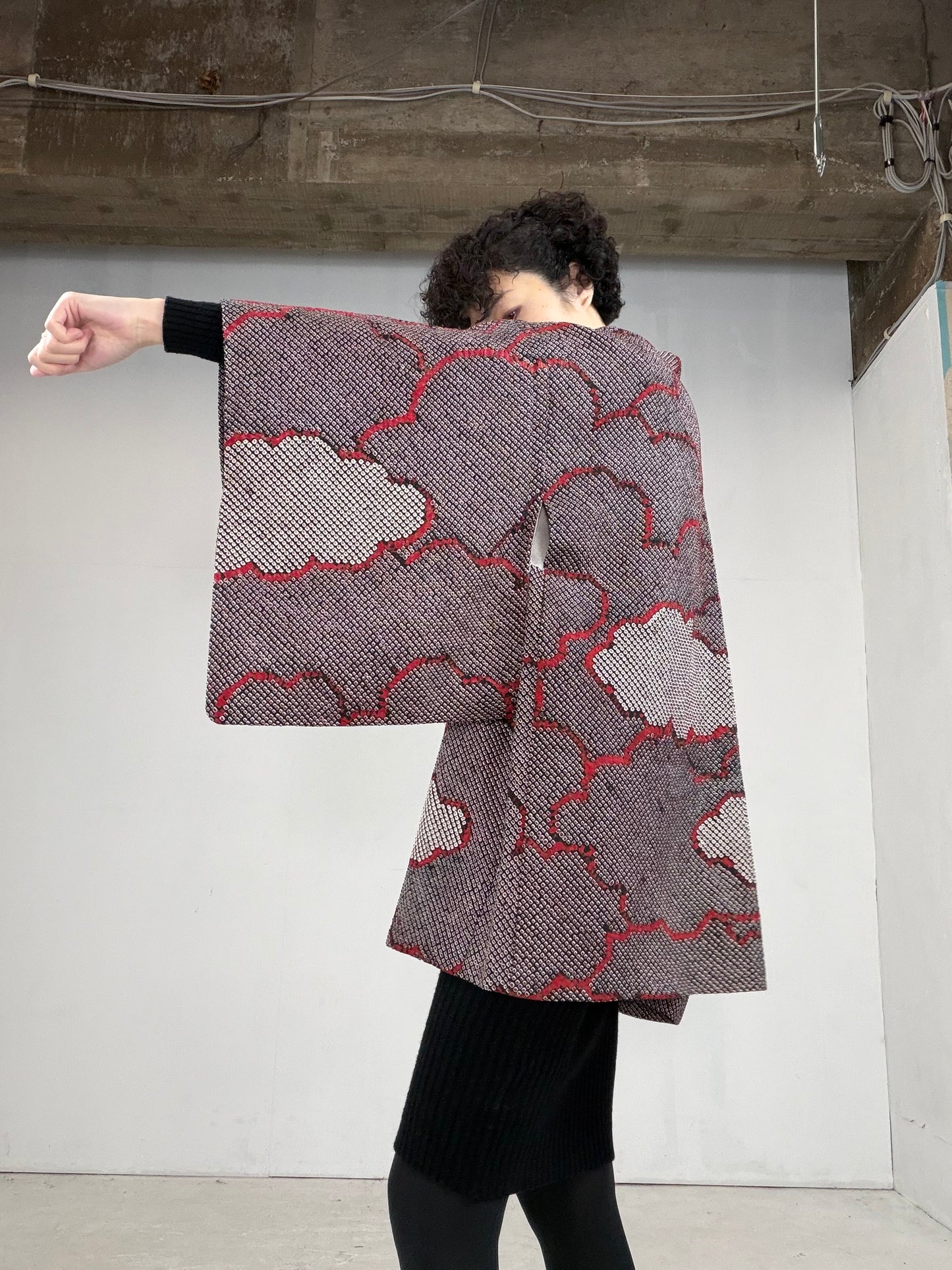 VINTAGE SHIBORI HAORI "kumo, SIB106"