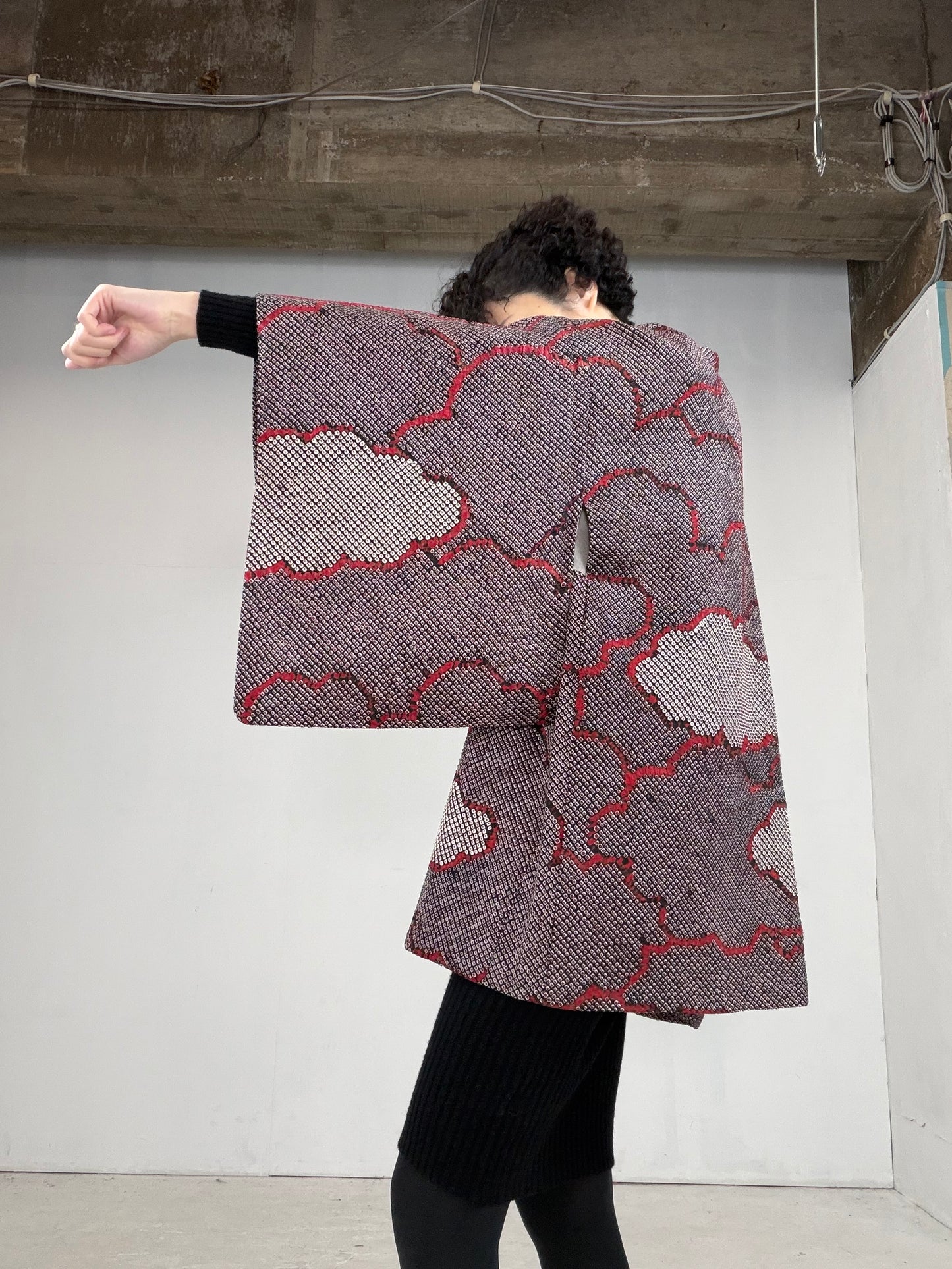 VINTAGE SHIBORI HAORI "kumo, SIB106"