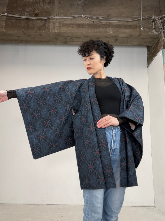 VINTAGE KAWAII HAORI "tsumugi, KAW101"