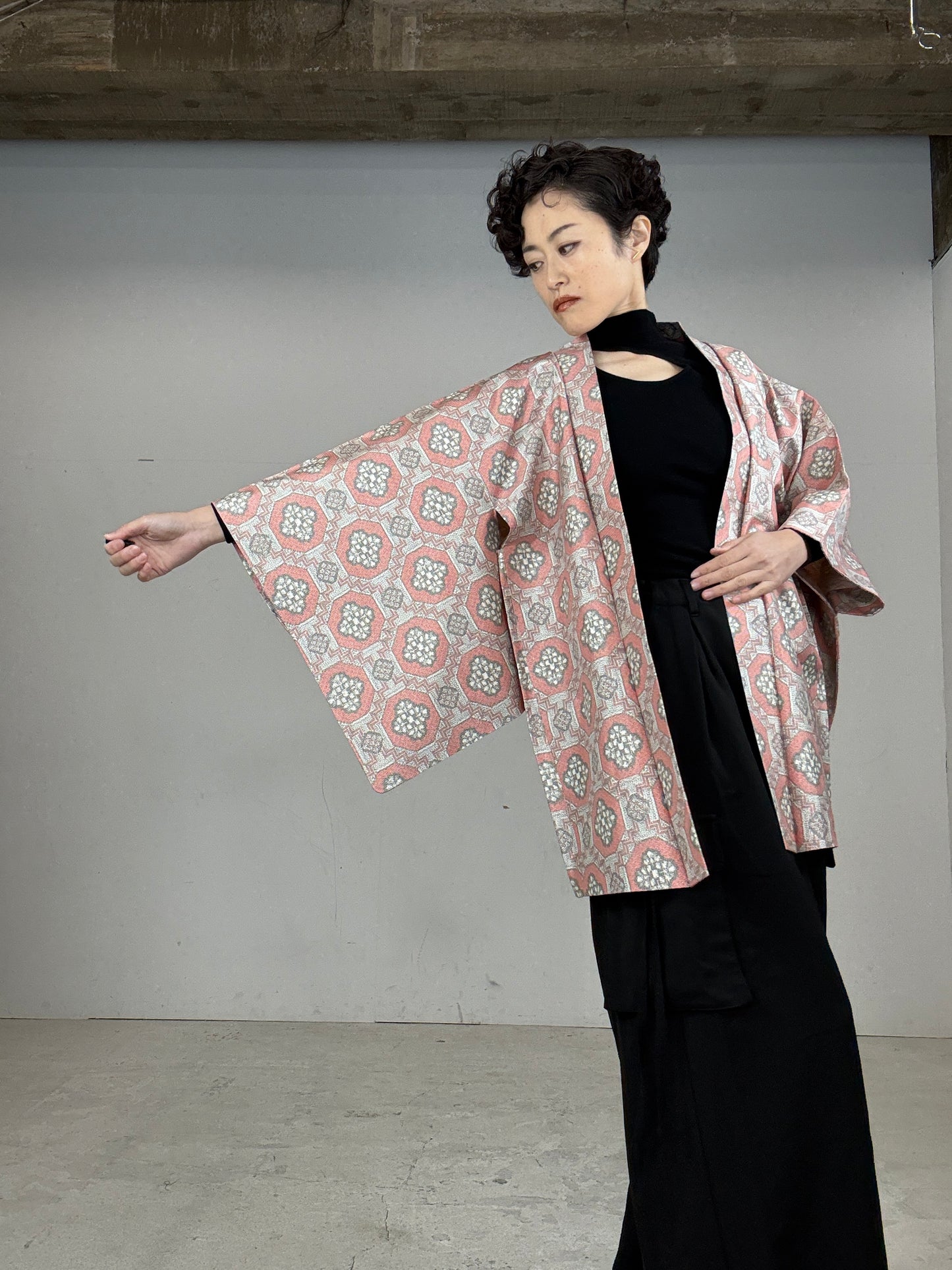 VINTAGE KAWAII HAORI "tsumugi, pink"