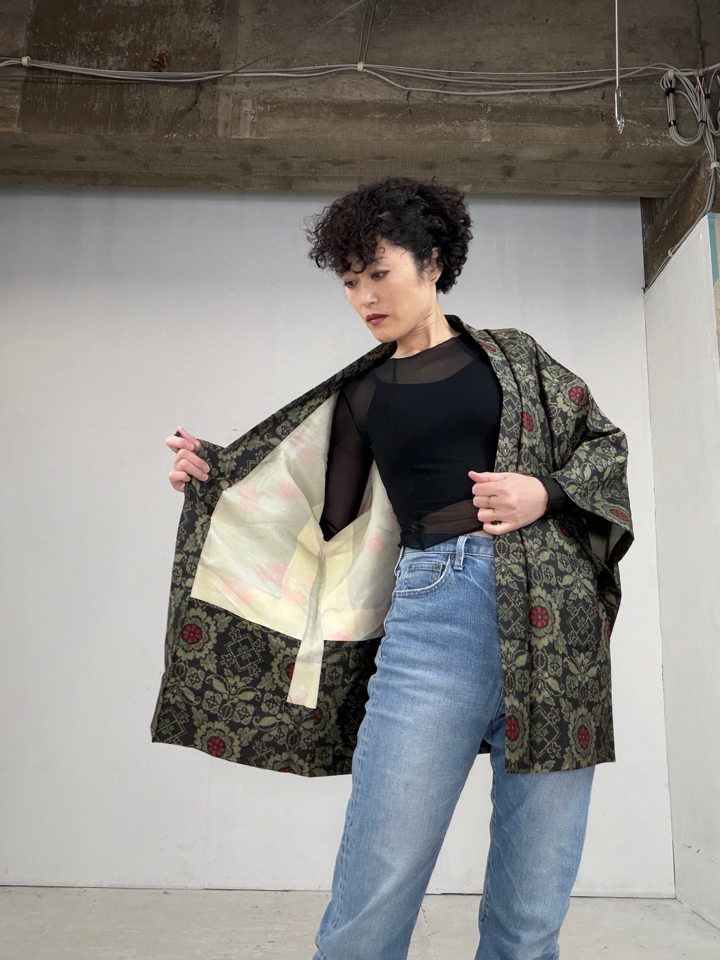 VINTAGE KAWAII HAORI "tsumugi, KAW103"