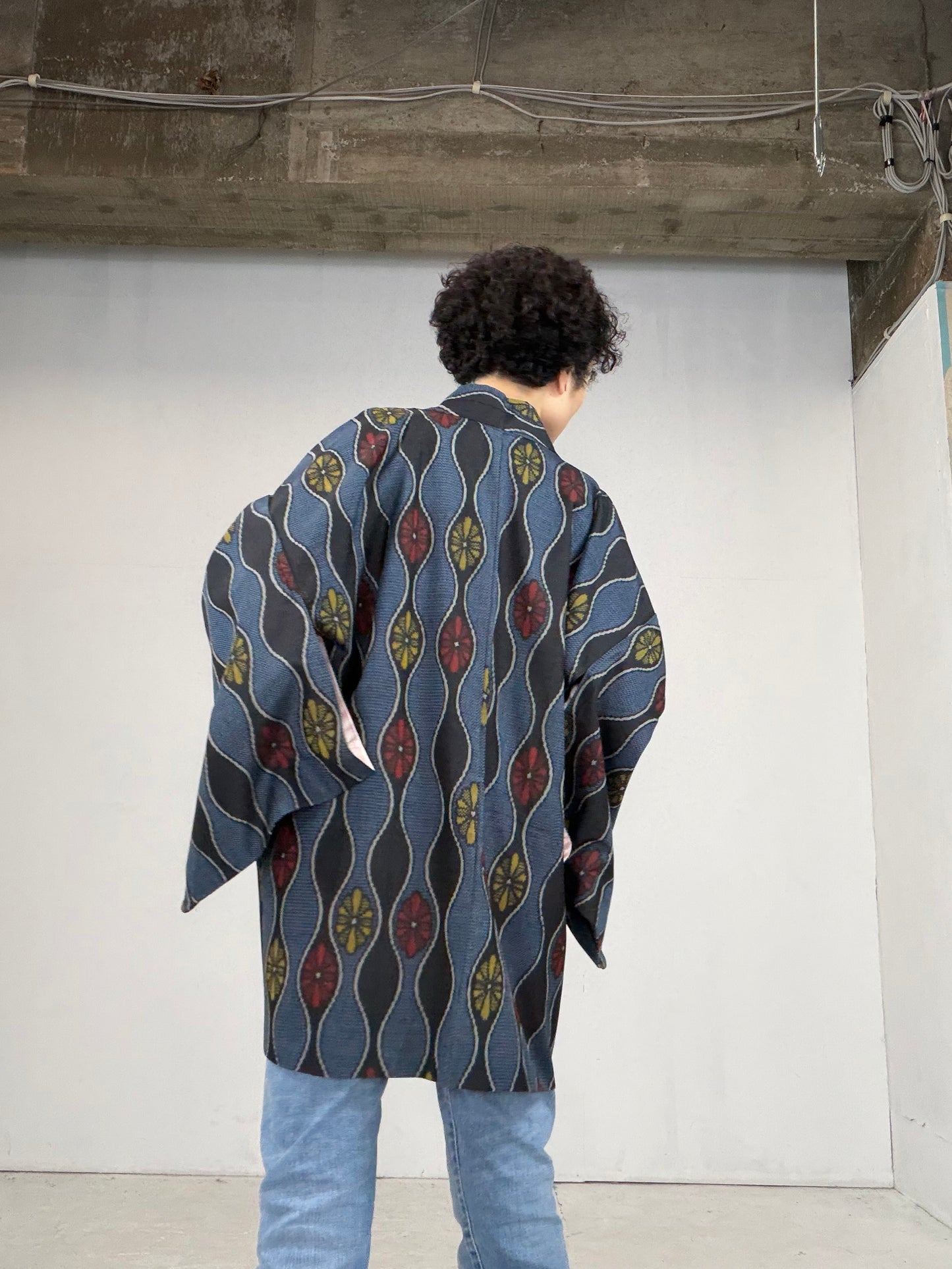 VINTAGE KAWAII HAORI "tsumugi, KAW104"*high-damage