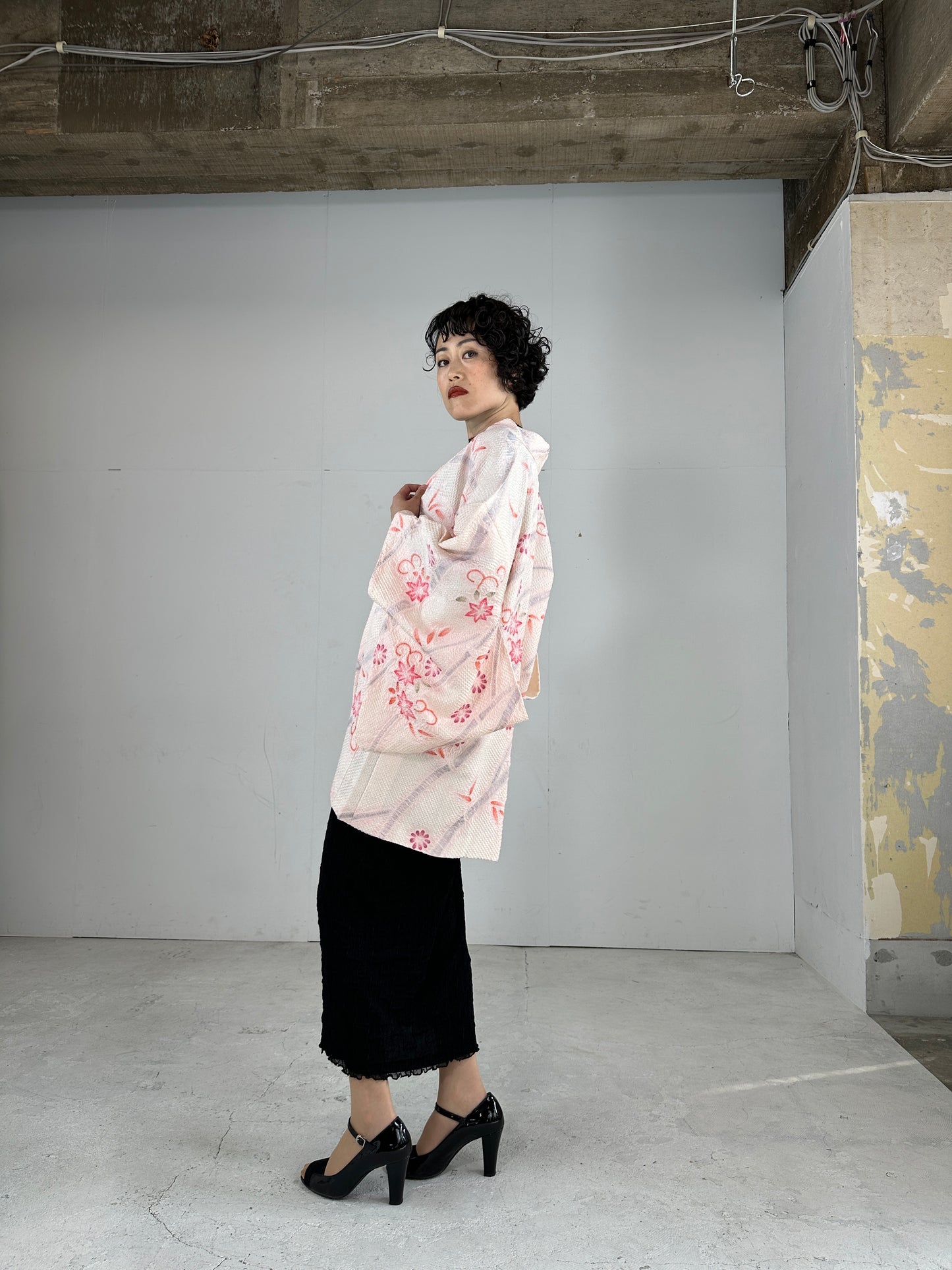 VINTAGE SHIBORI HAORI pink hana