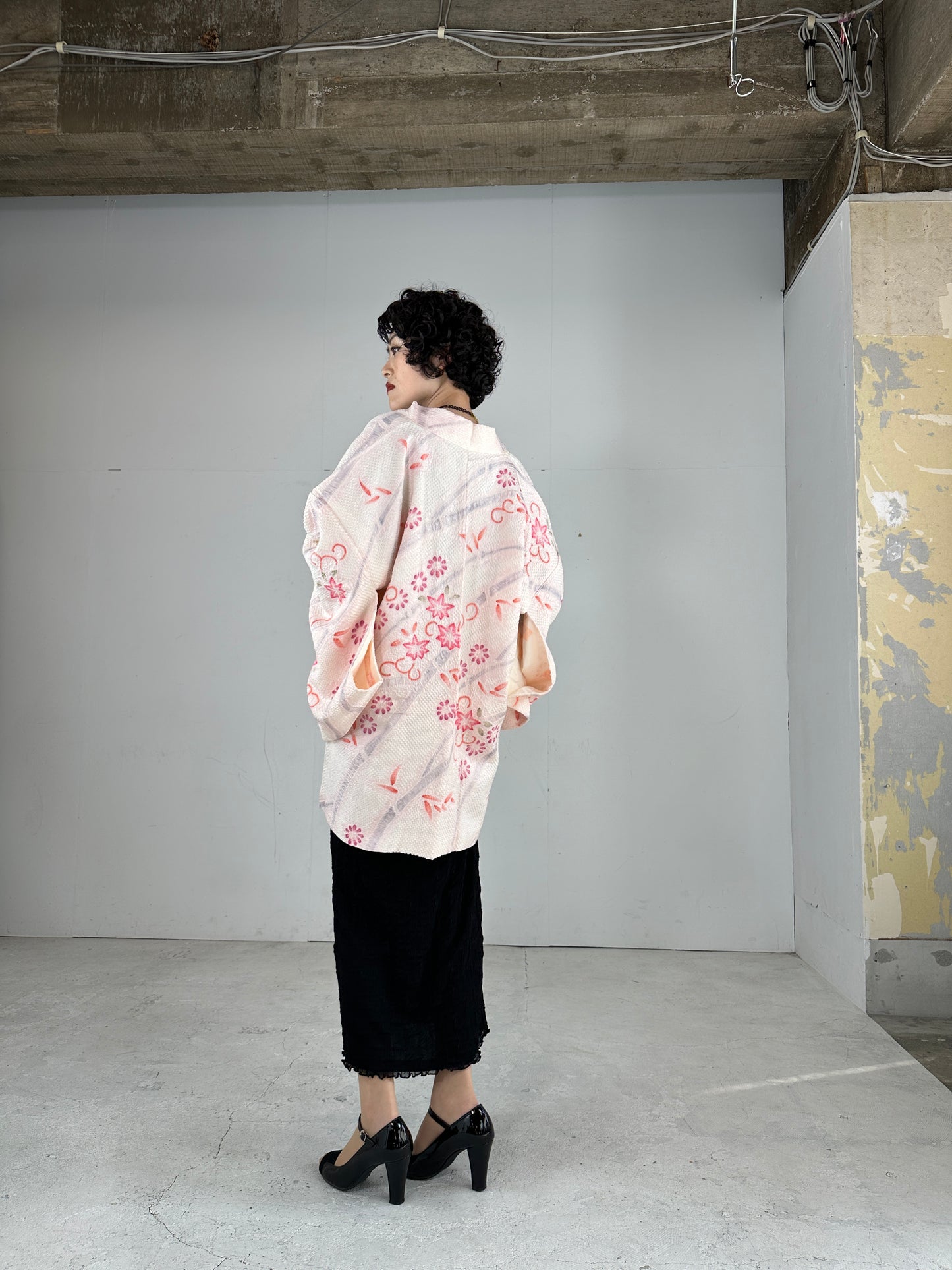 VINTAGE SHIBORI HAORI pink hana