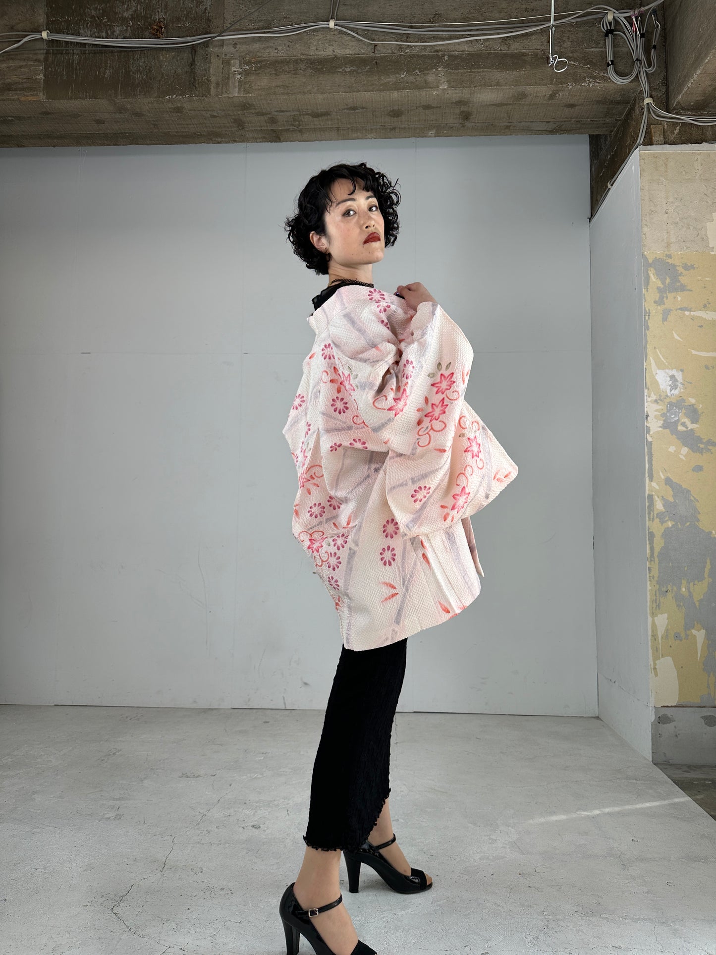 VINTAGE SHIBORI HAORI pink hana