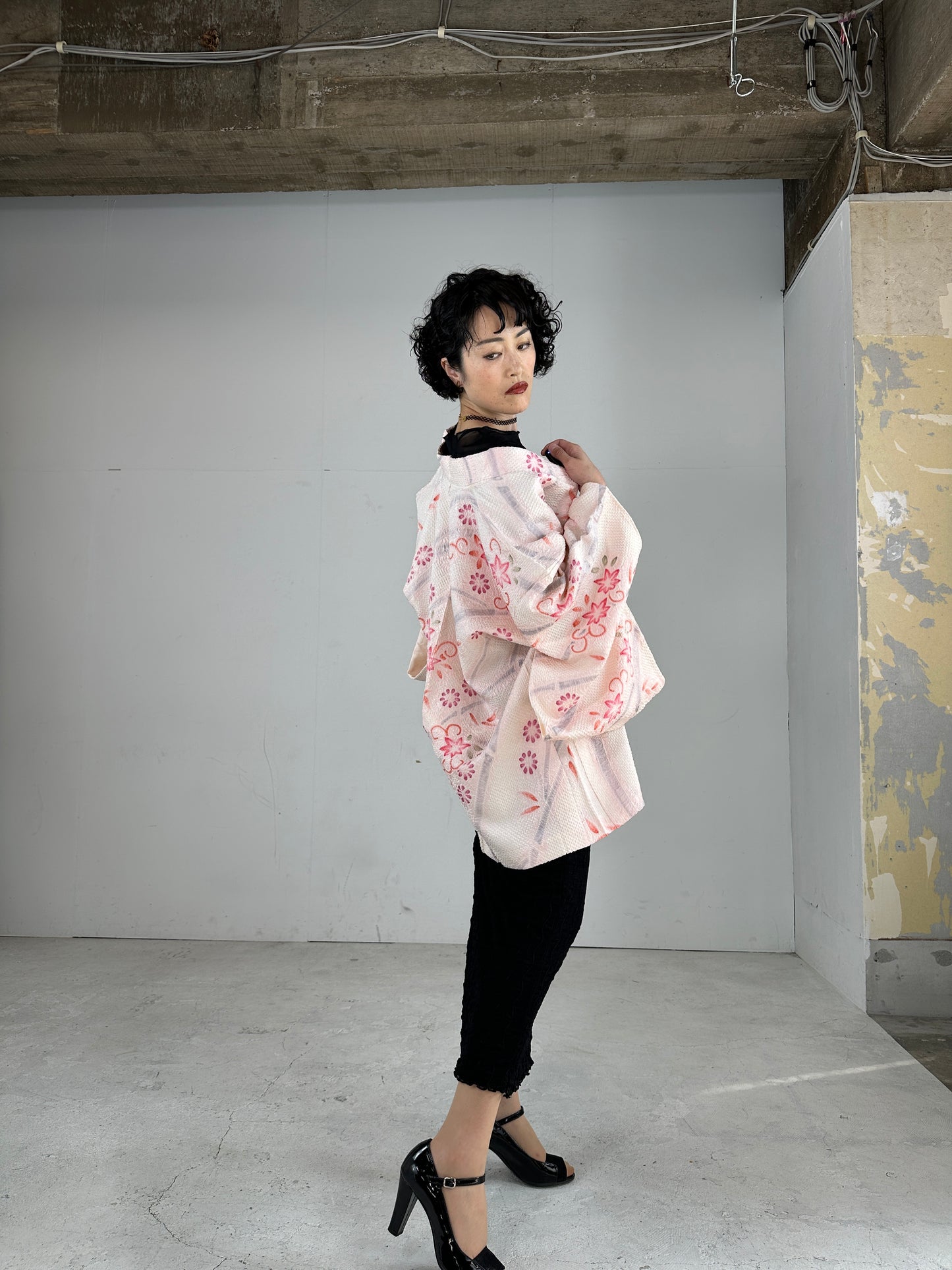 VINTAGE SHIBORI HAORI pink hana