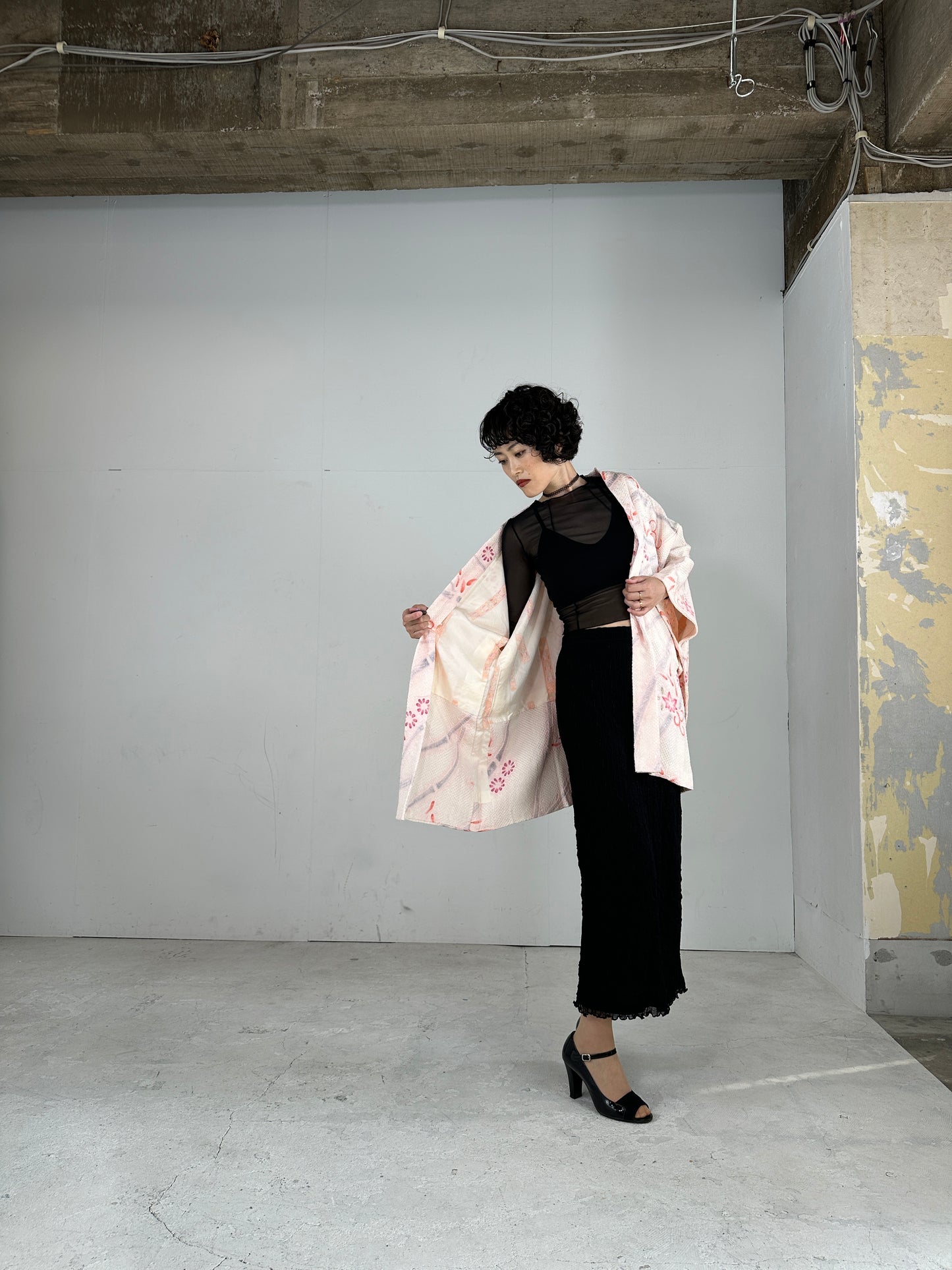 VINTAGE SHIBORI HAORI pink hana