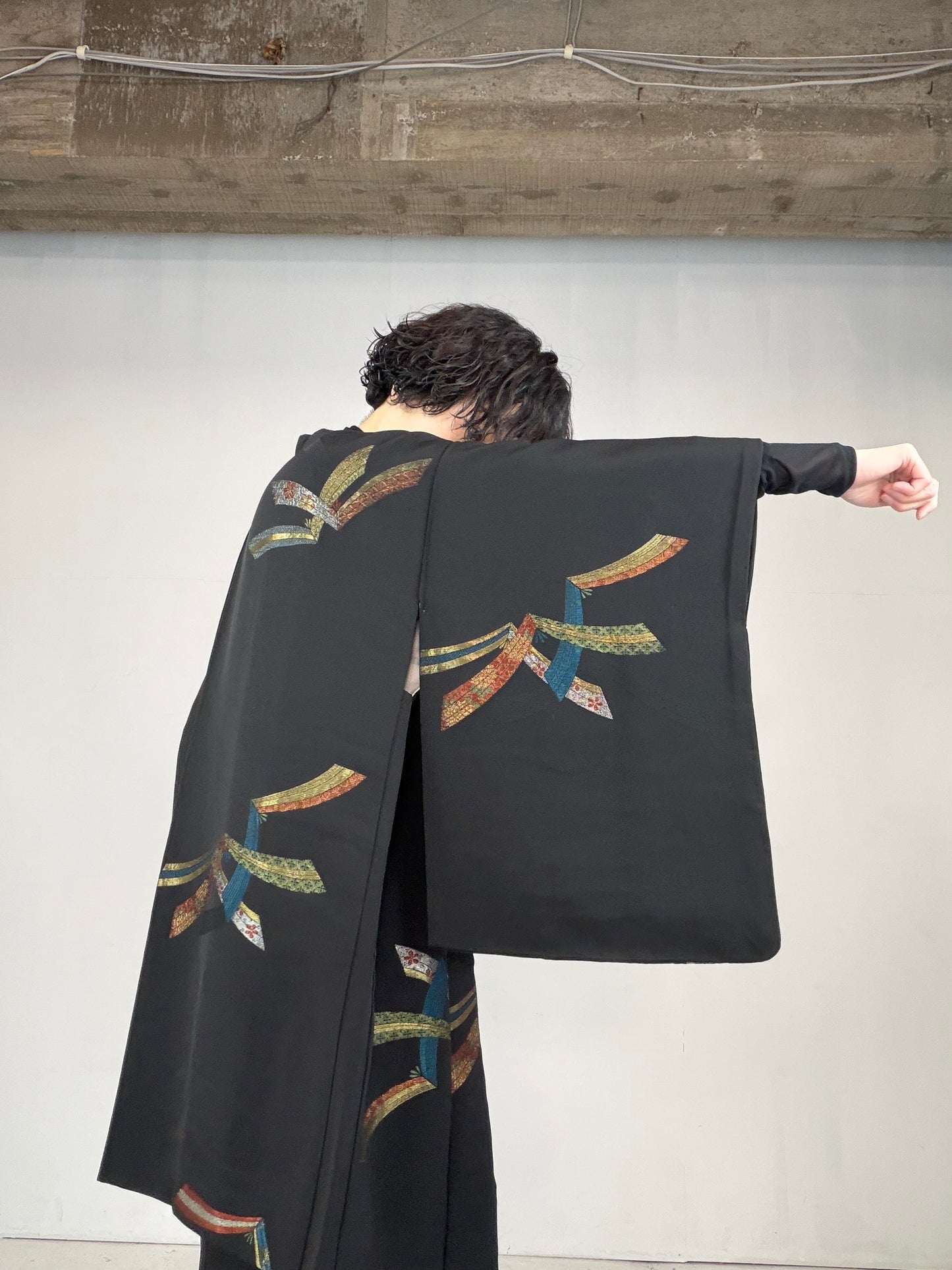 VINTAGE BLACK HAORI  "noshi, BLK119"