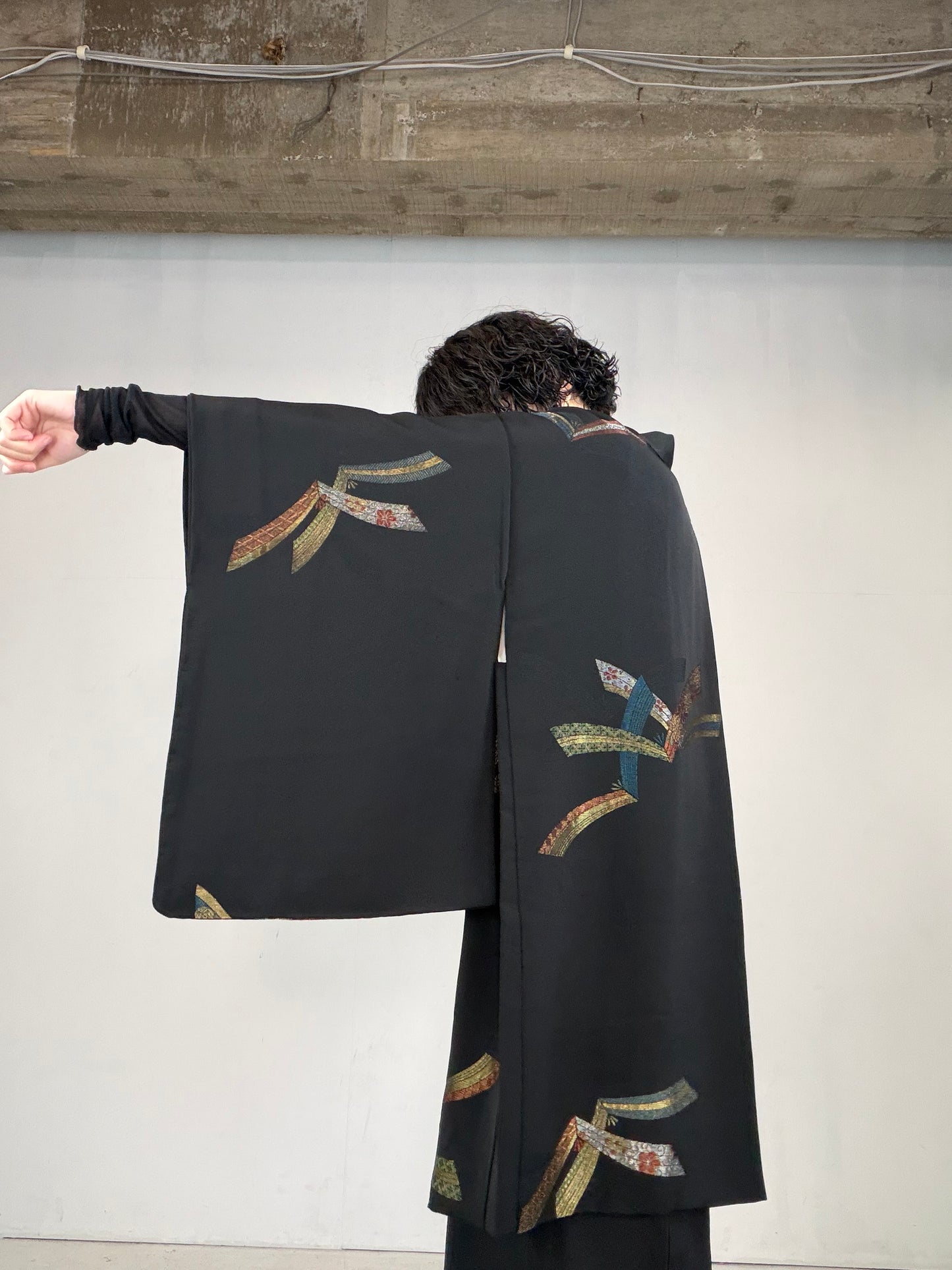 VINTAGE BLACK HAORI  "noshi, BLK119"