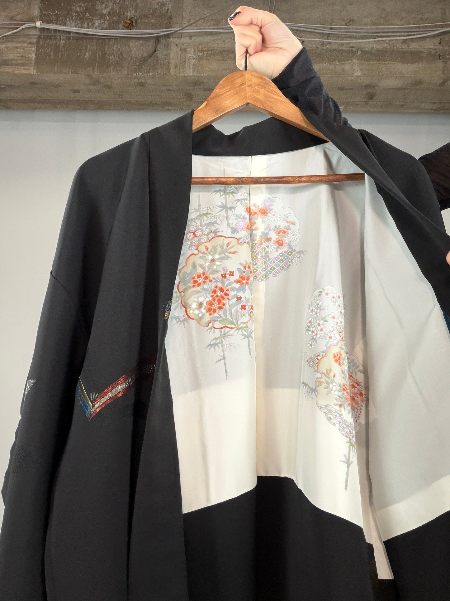 VINTAGE BLACK HAORI  "noshi, BLK119"