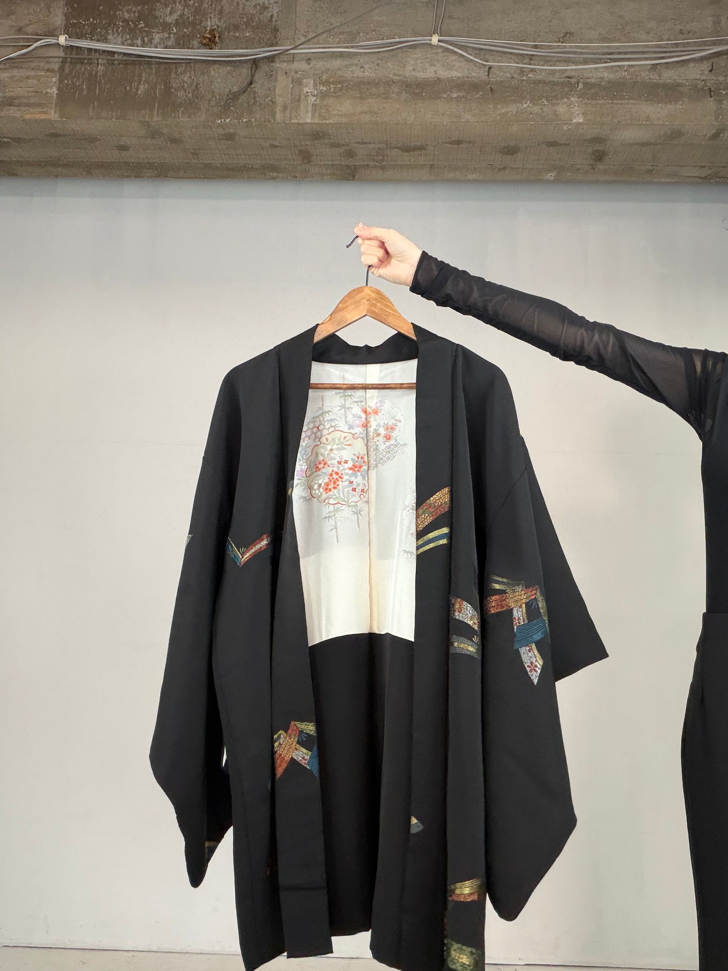 VINTAGE BLACK HAORI  "noshi, BLK119"