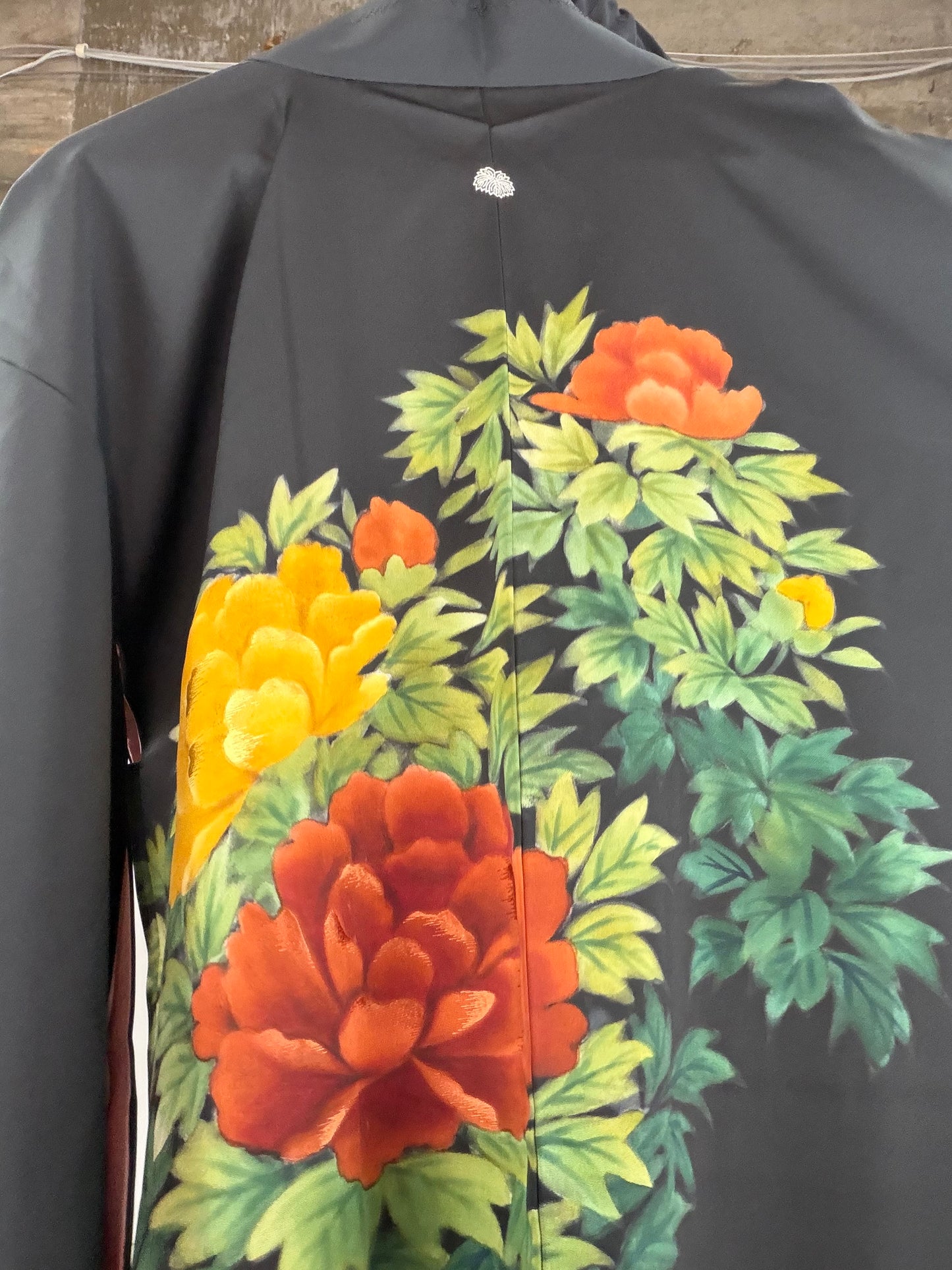 VINTAGE BLACK HAORI  "botan, BLK120"