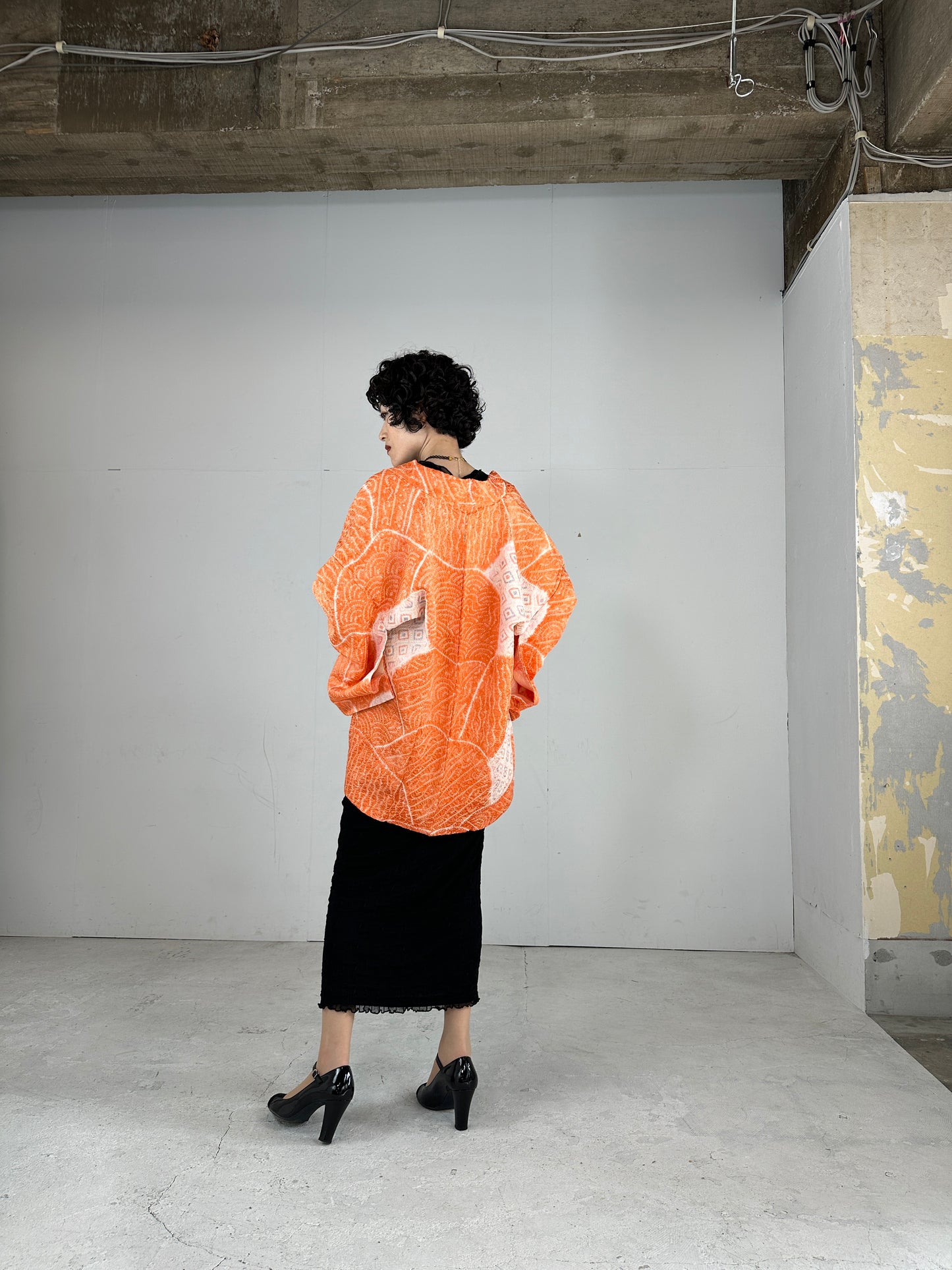 VINTAGE SHIBORI HAORI kujyaku seigaiha