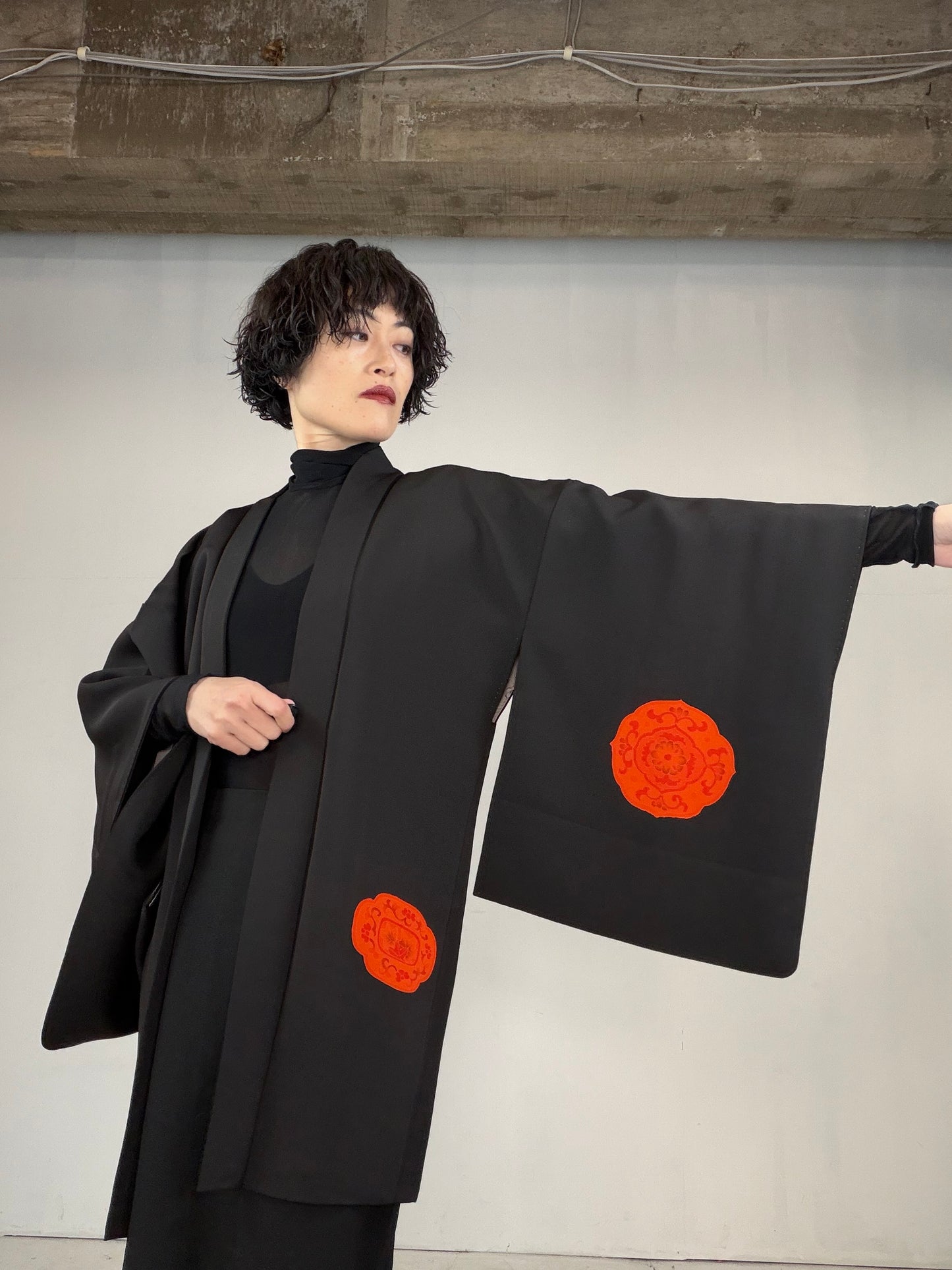 VINTAGE BLACK HAORI  "takarabako, BLK124"