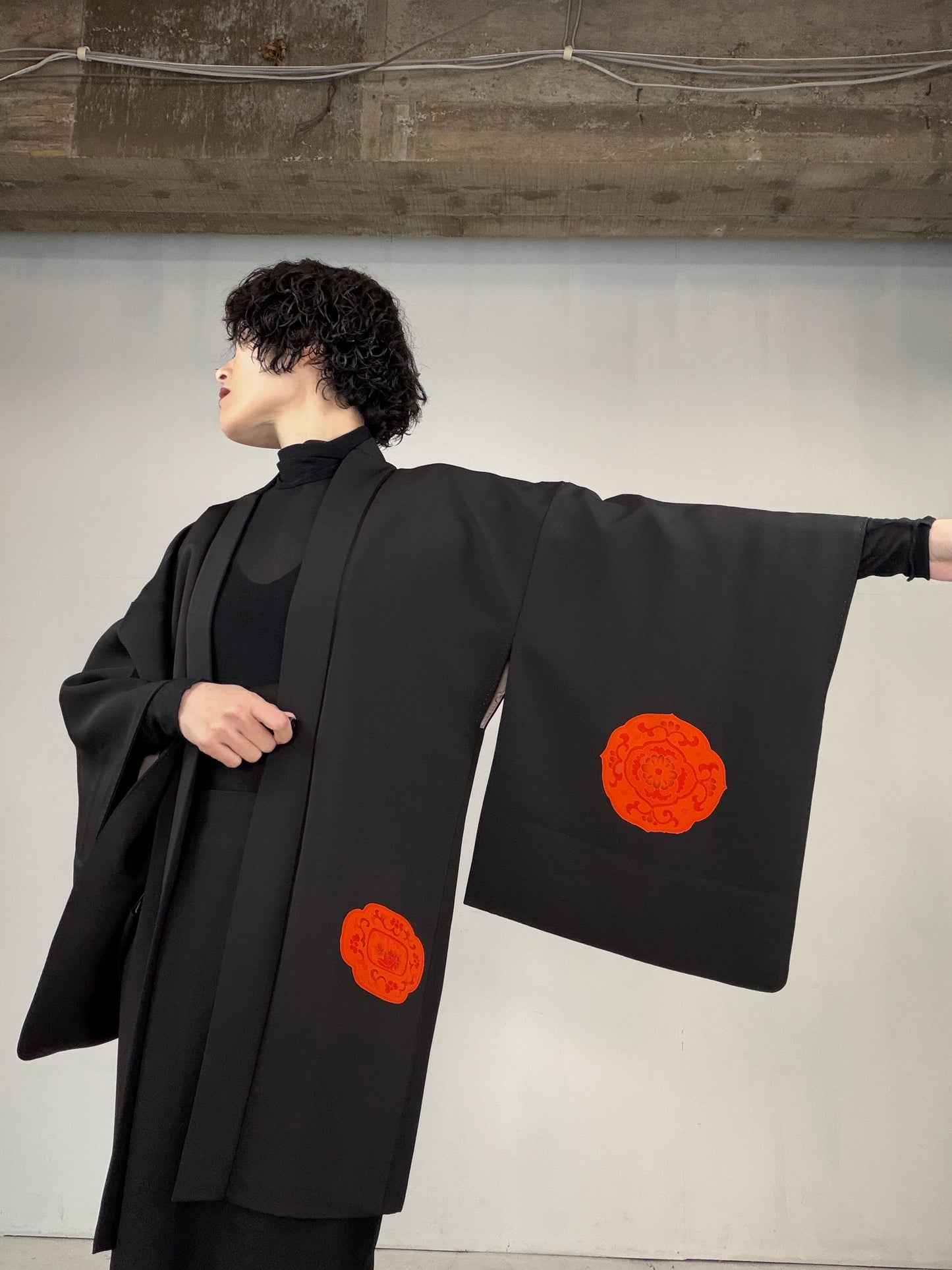 VINTAGE BLACK HAORI  "takarabako, BLK124"