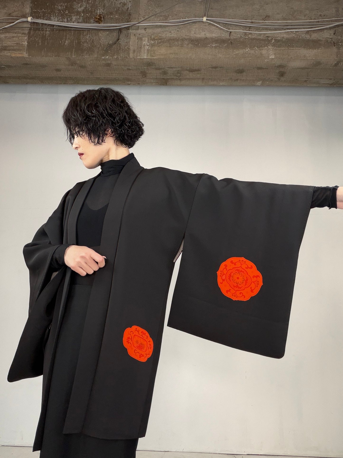 VINTAGE BLACK HAORI  "takarabako, BLK124"