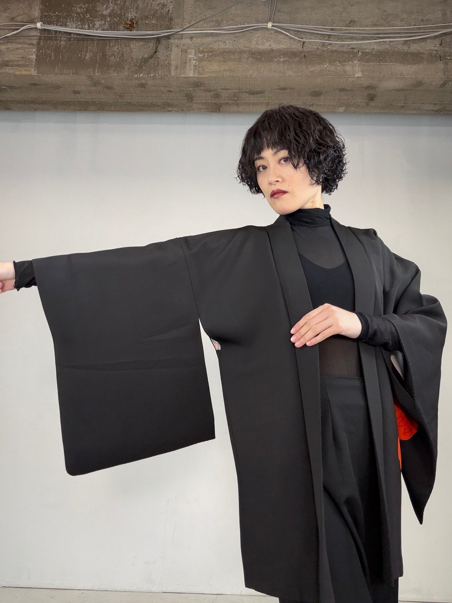 VINTAGE BLACK HAORI  "takarabako, BLK124"