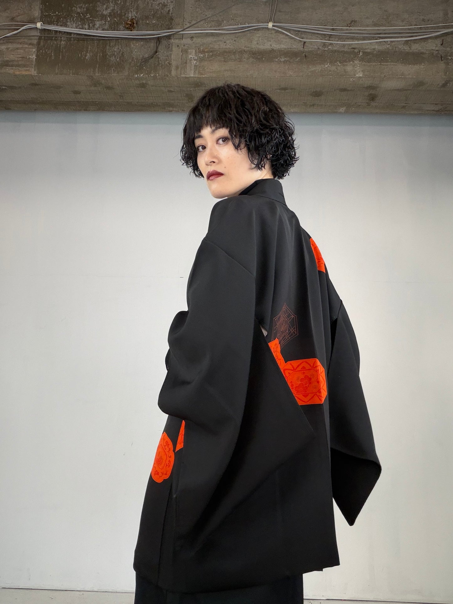 VINTAGE BLACK HAORI  "takarabako, BLK124"