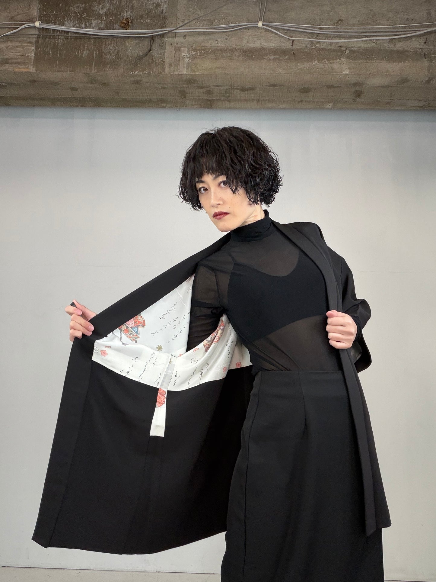 VINTAGE BLACK HAORI  "takarabako, BLK124"