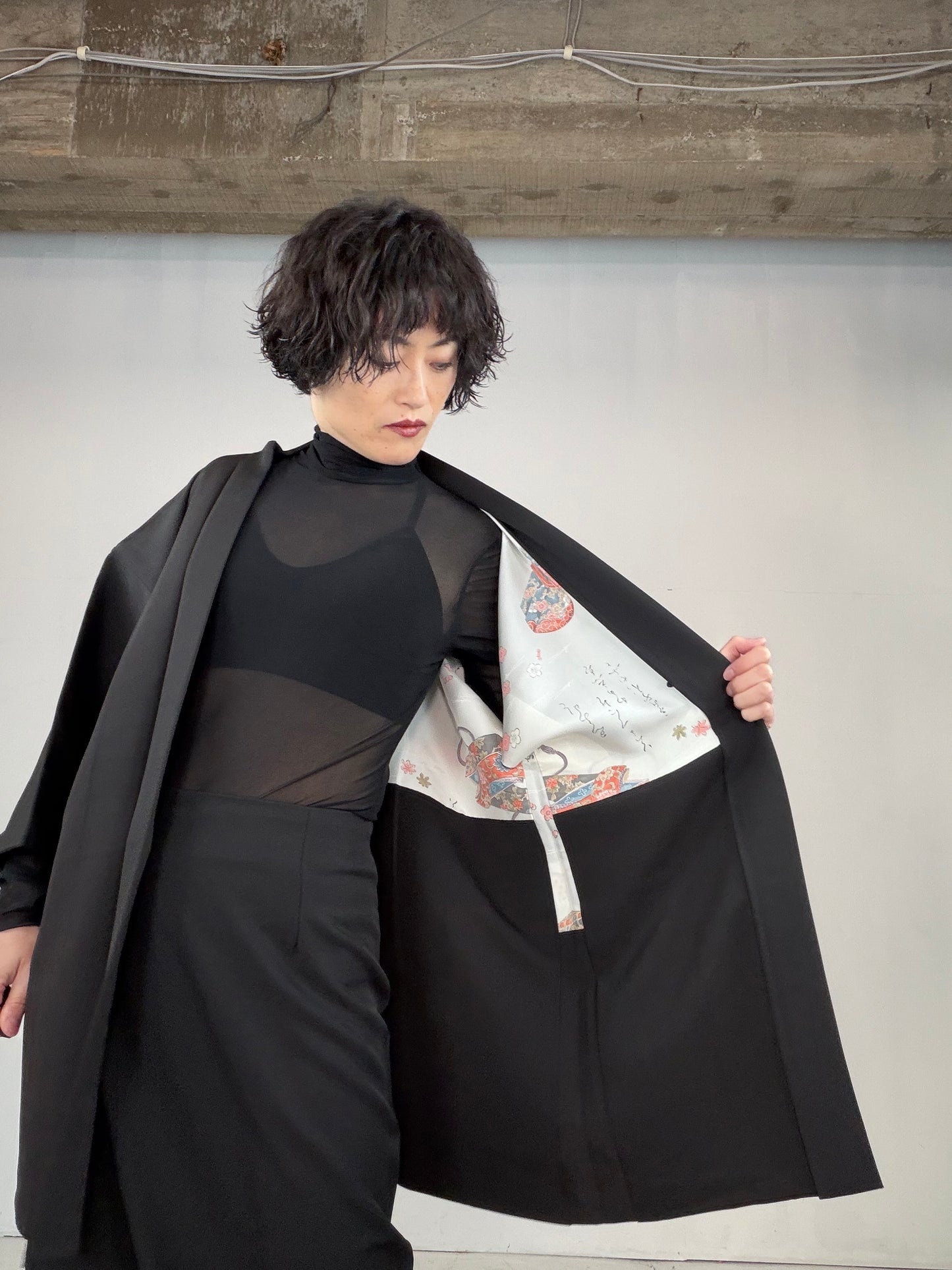 VINTAGE BLACK HAORI  "takarabako, BLK124"