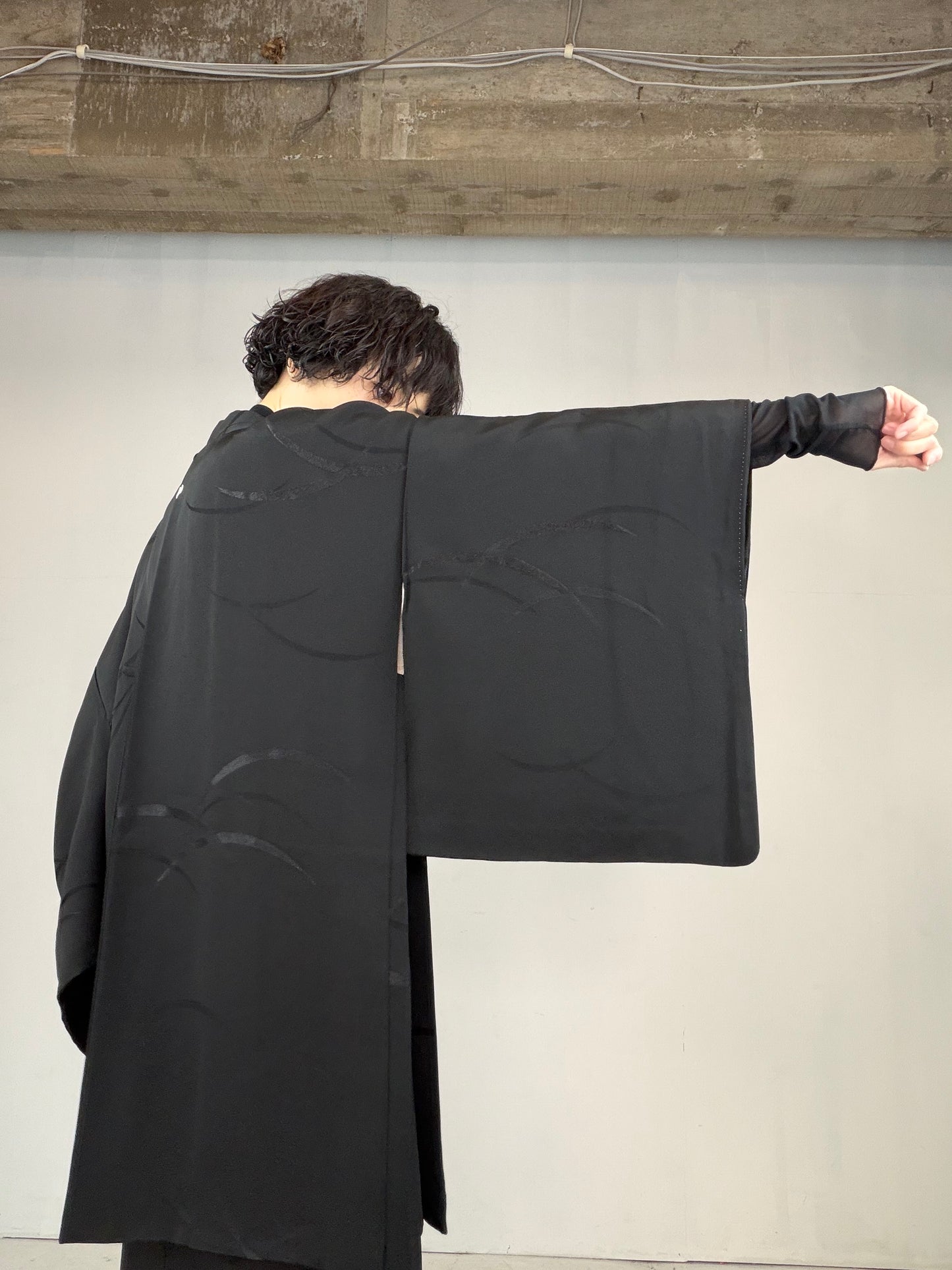 VINTAGE BLACK HAORI  "shibakusa, BLK125"
