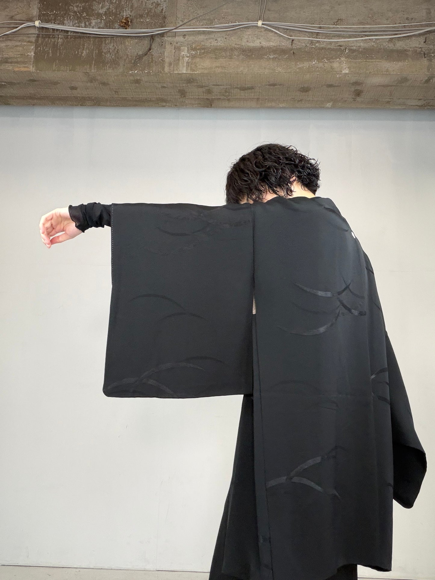 VINTAGE BLACK HAORI  "shibakusa, BLK125"