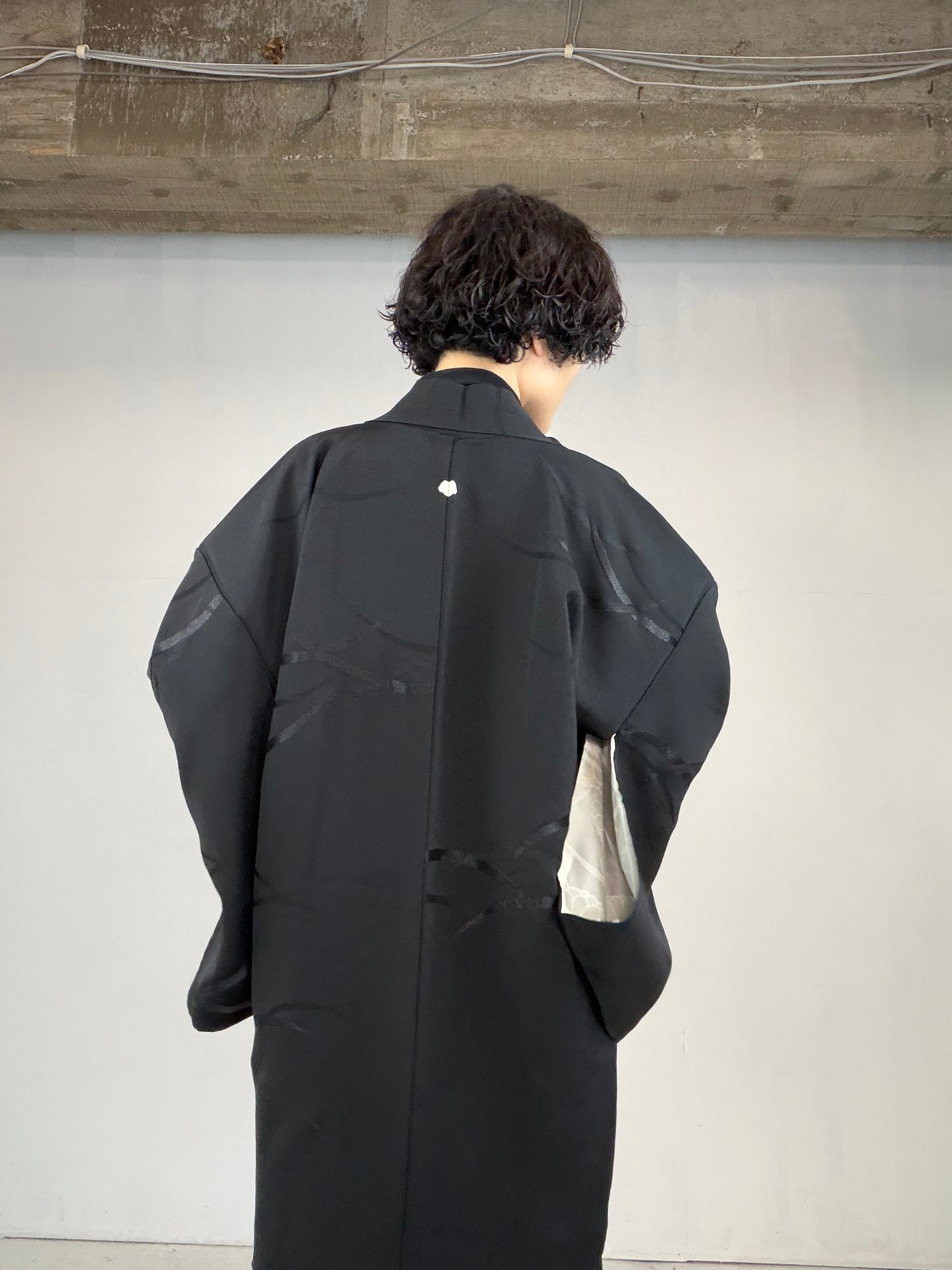 VINTAGE BLACK HAORI  "shibakusa, BLK125"