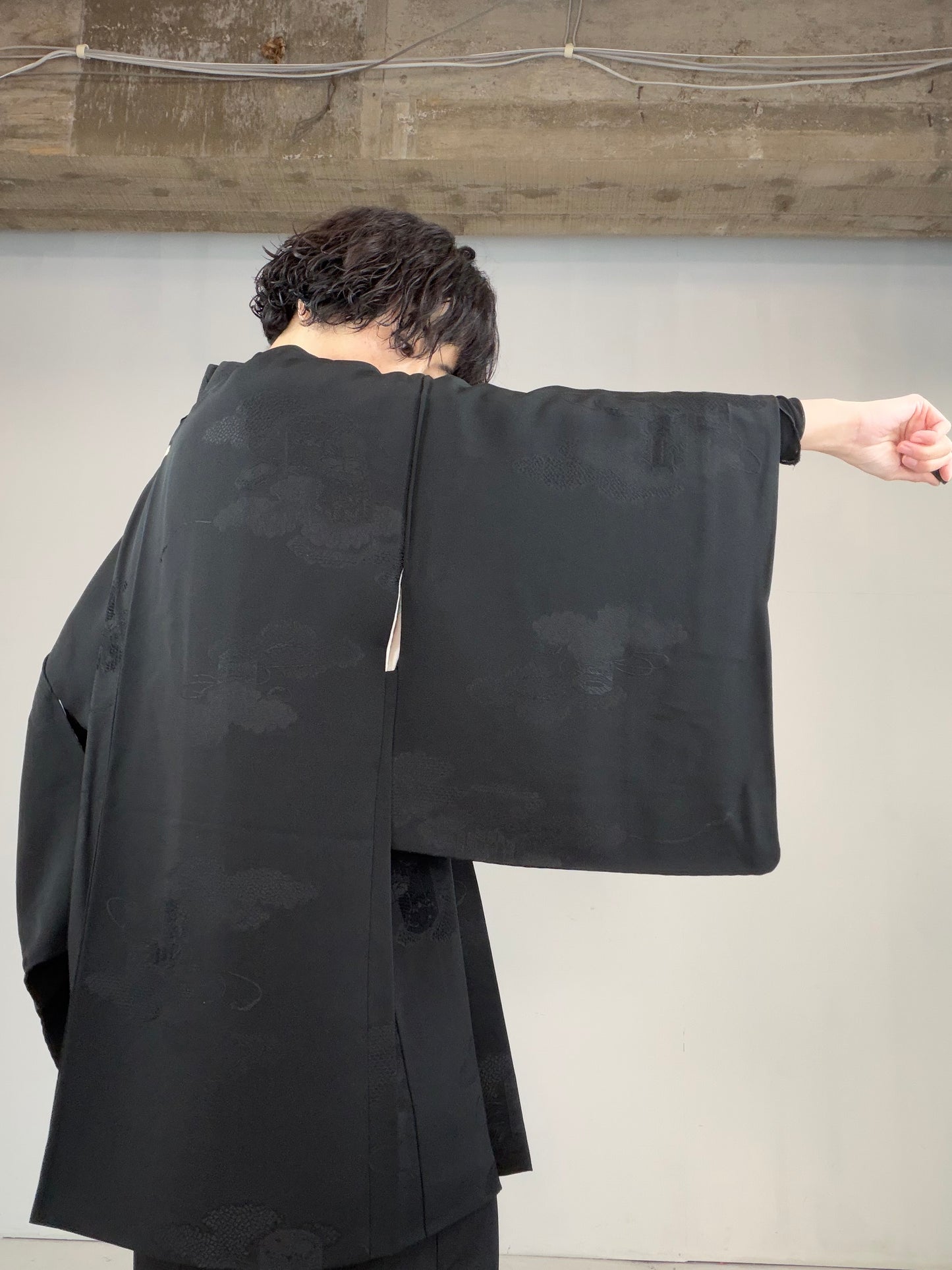 VINTAGE BLACK HAORI  "kaioke, BLK127"