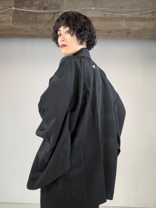 VINTAGE BLACK HAORI  "kaioke, BLK127"