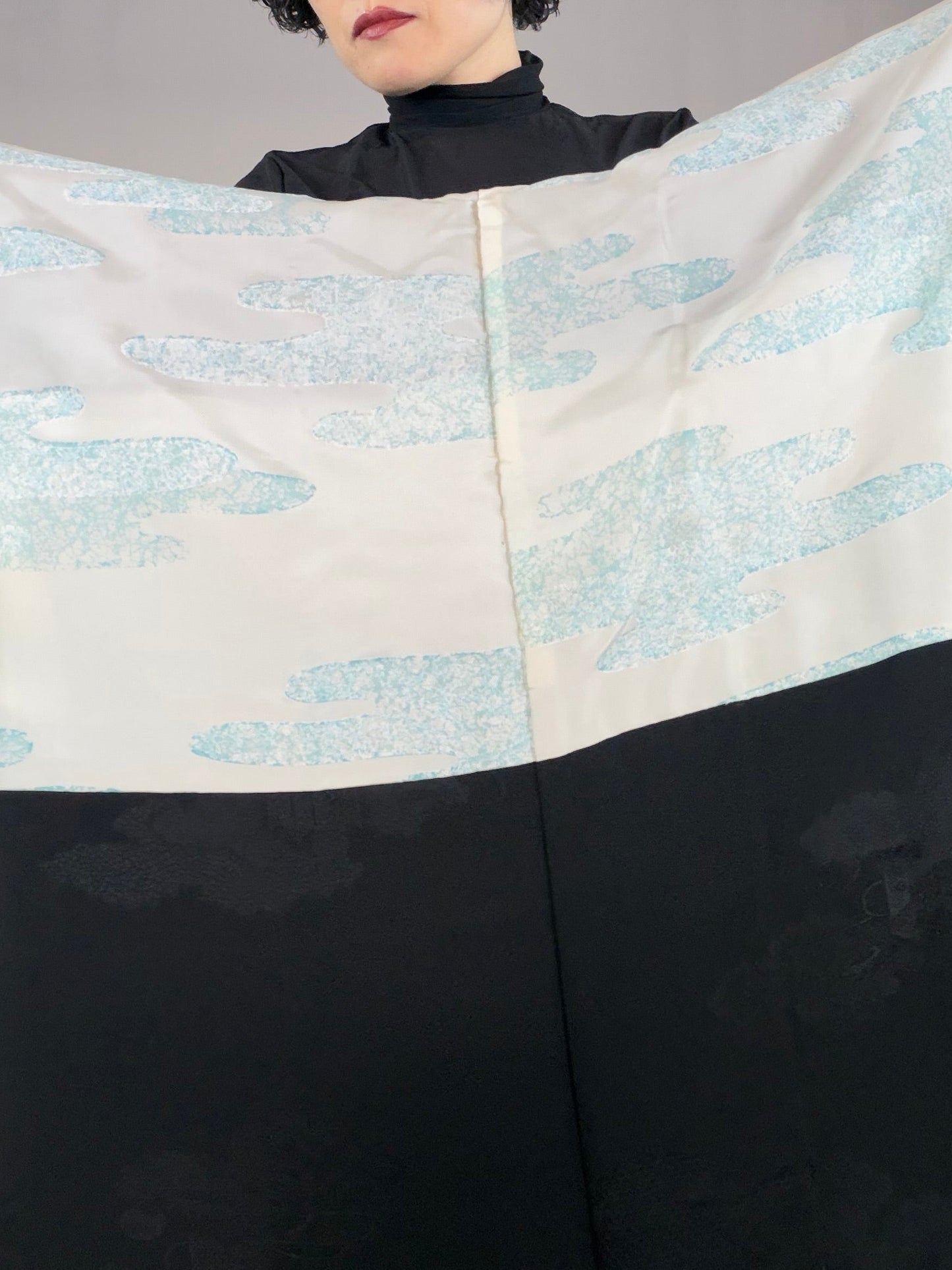 VINTAGE BLACK HAORI  "kaioke, BLK127"