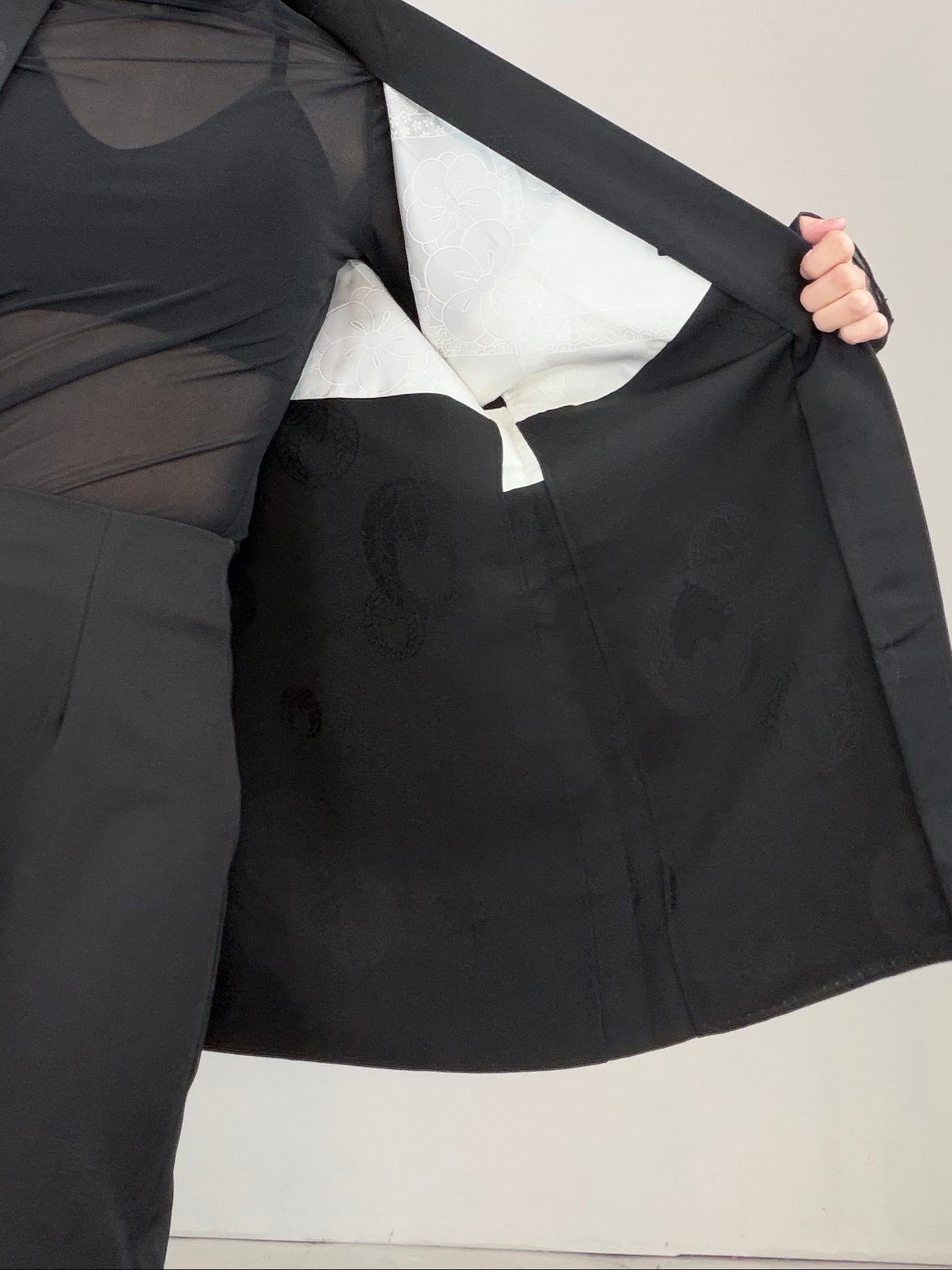 VINTAGE BLACK HAORI  "fuji, BLK128"