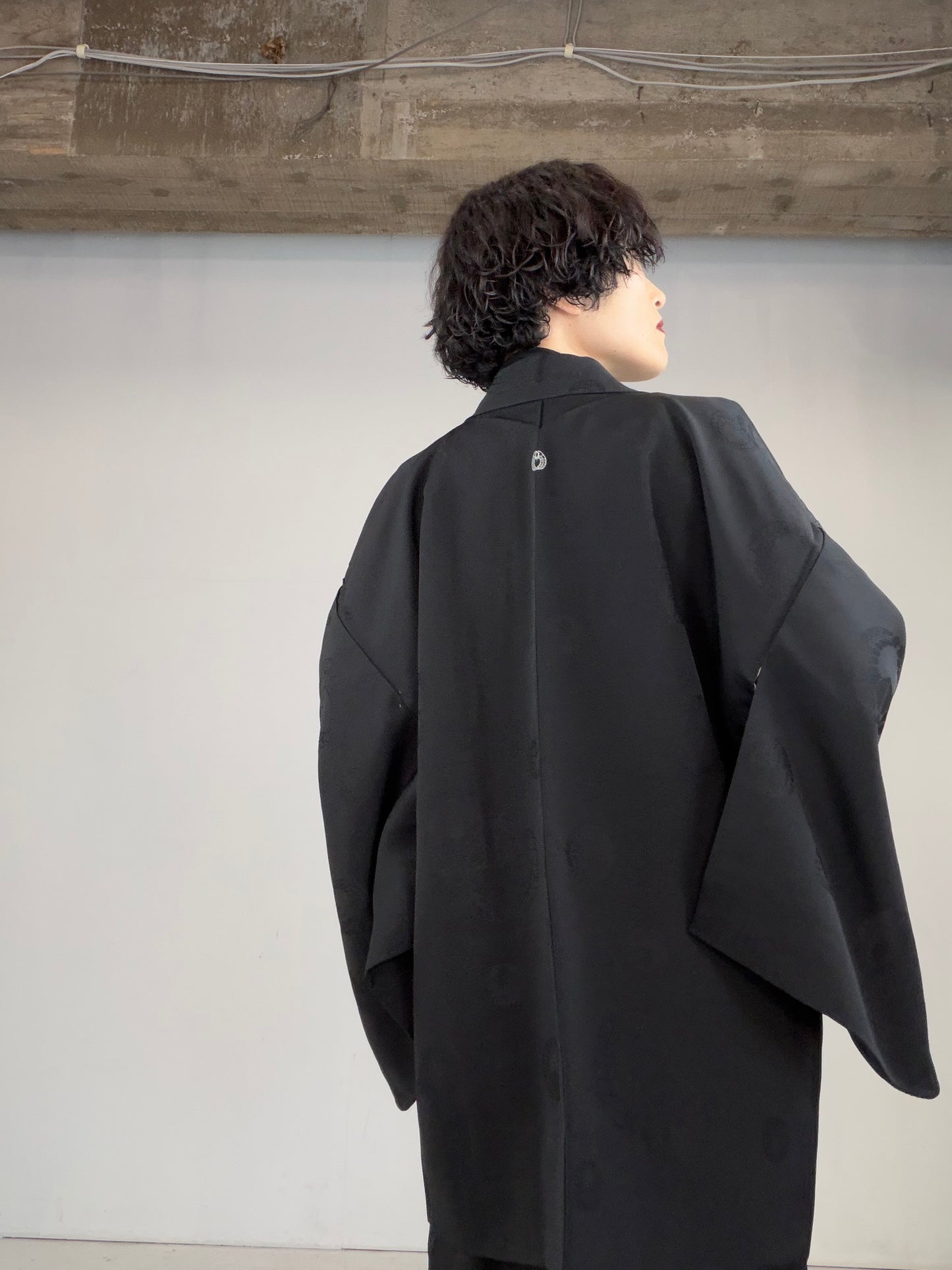 VINTAGE BLACK HAORI  "fuji, BLK128"