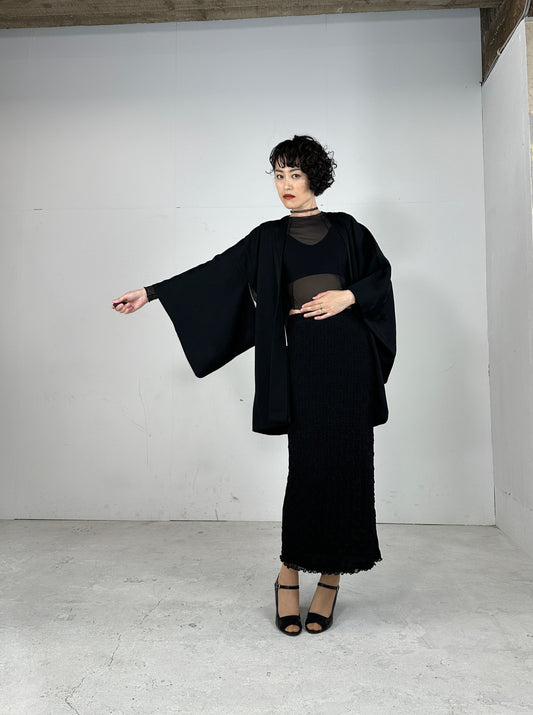 VINTAGE BLACK HAORI "ground pattern, katabami ”