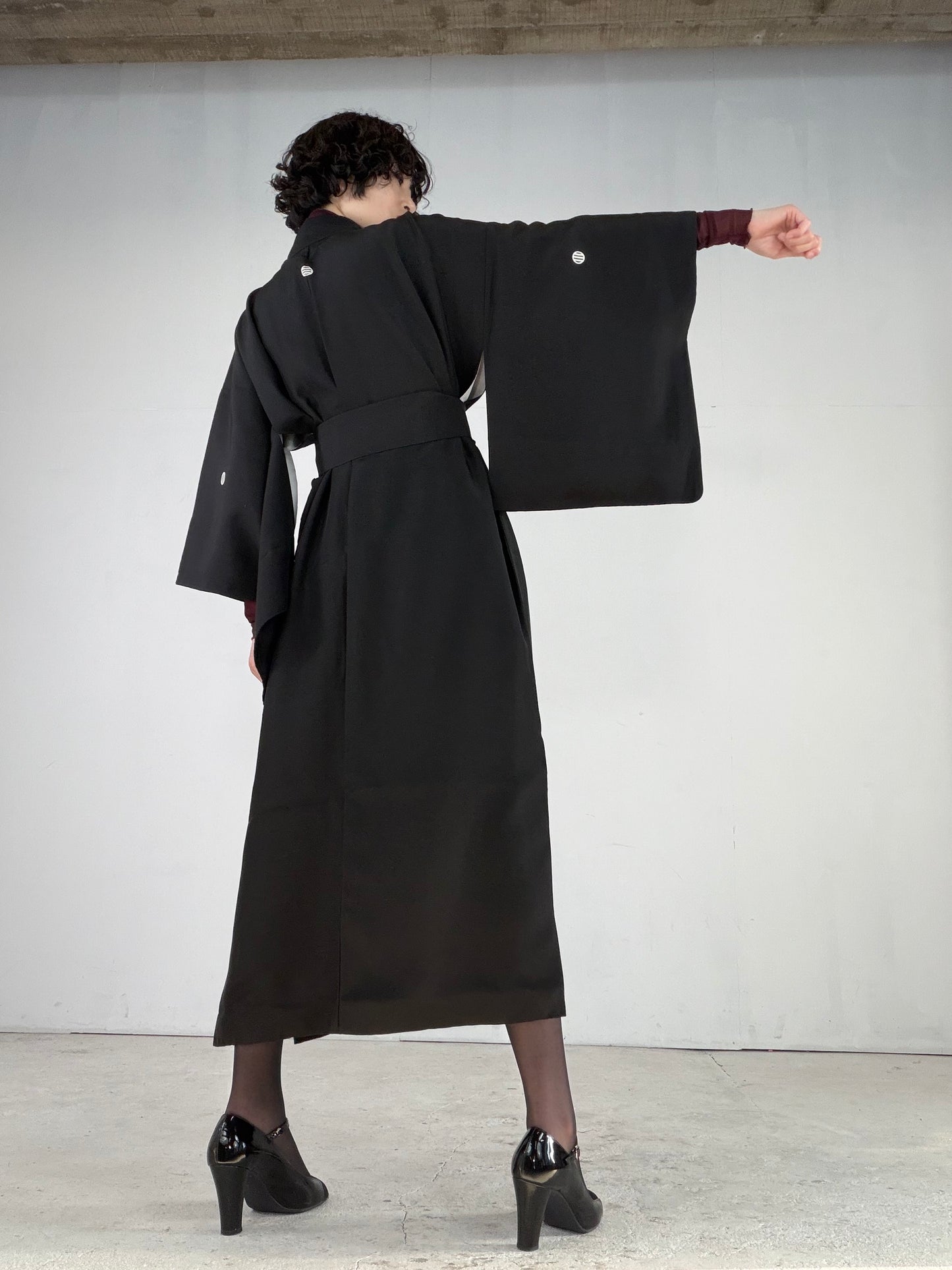 Kimono Dress Gown with String Belt – Upcycled from Vintage Women’s Japanese Kimono “mitsuhiki”, DRE036